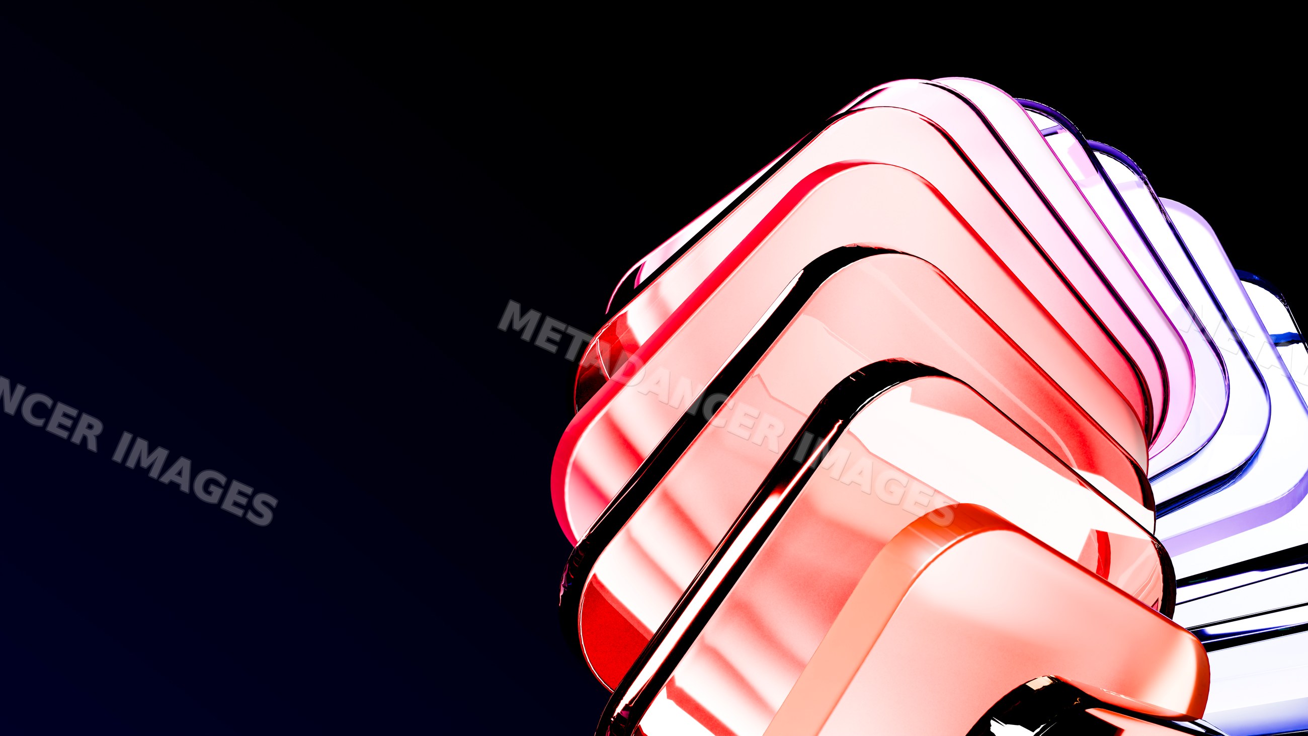 Abstract sculpture with colorful curved glass layers