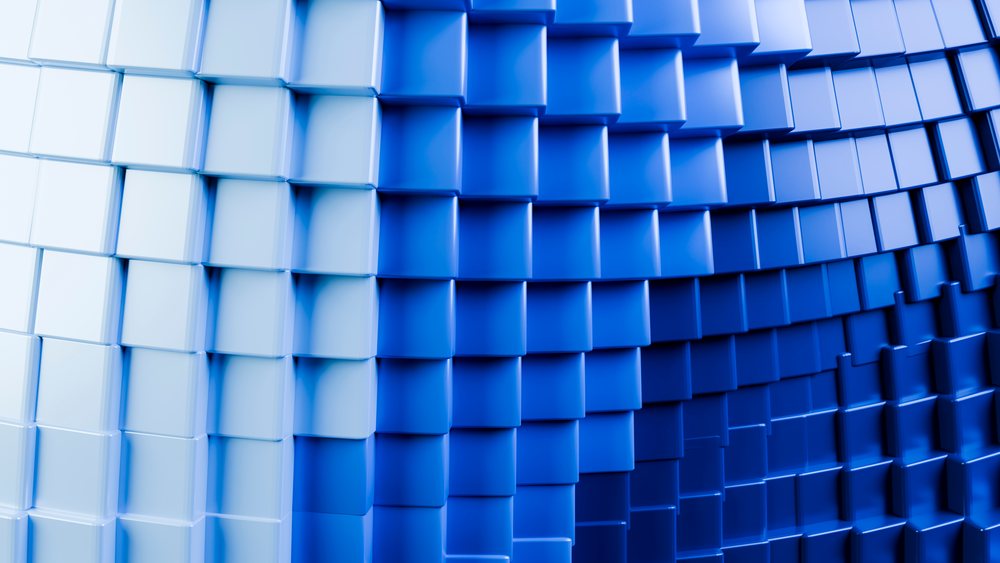 Abstract 3d blue square tile pattern in geometric arrangement