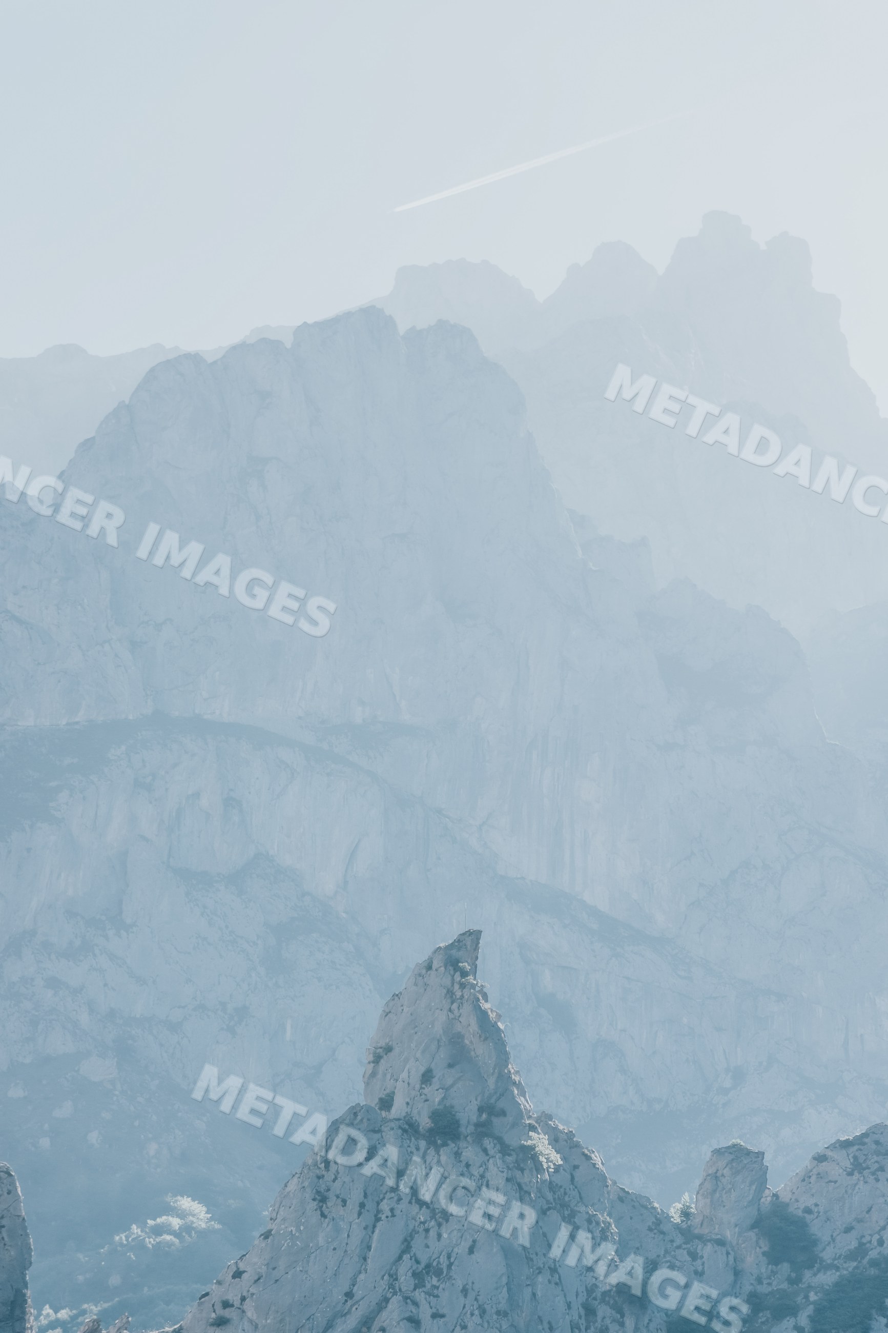 Rocky mountain peak with rugged cliffs in Spain landscape