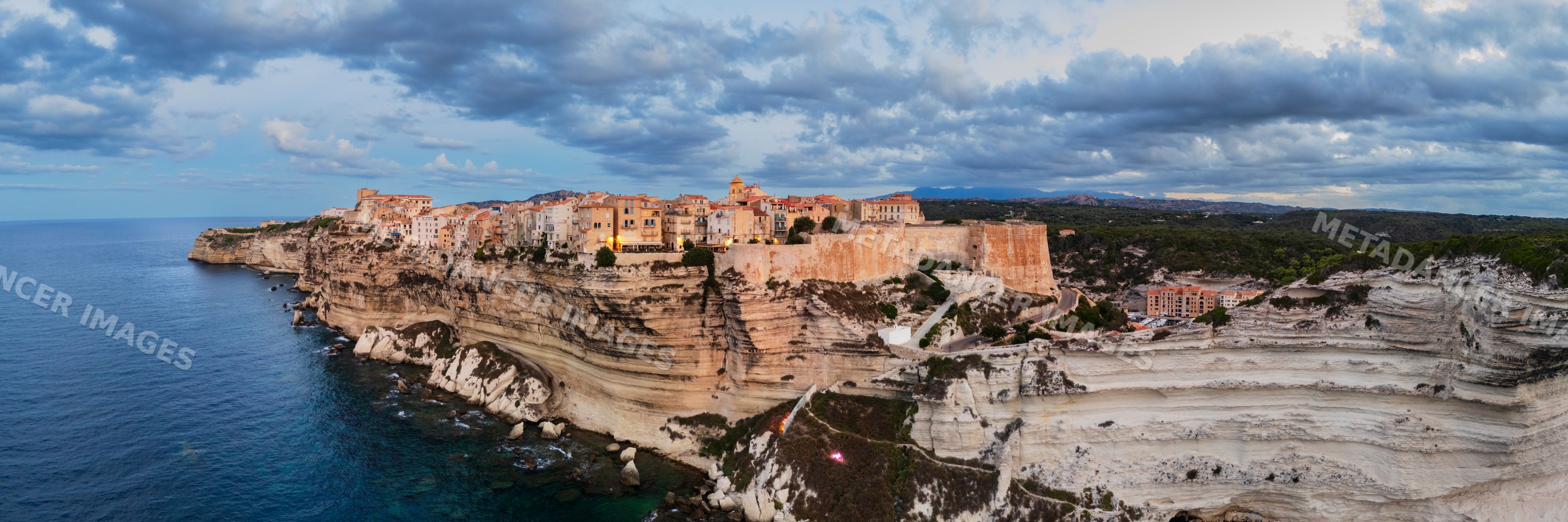 Citadel of Bonifacio on limestone cliffs overlooking the mediterranean