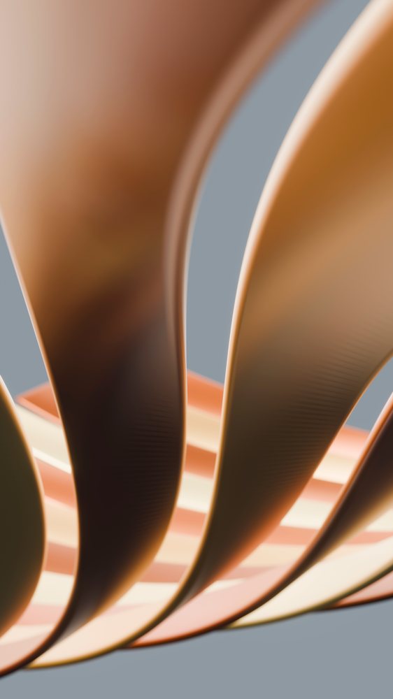 Abstract orange and beige curved shapes with flowing light and shadow
