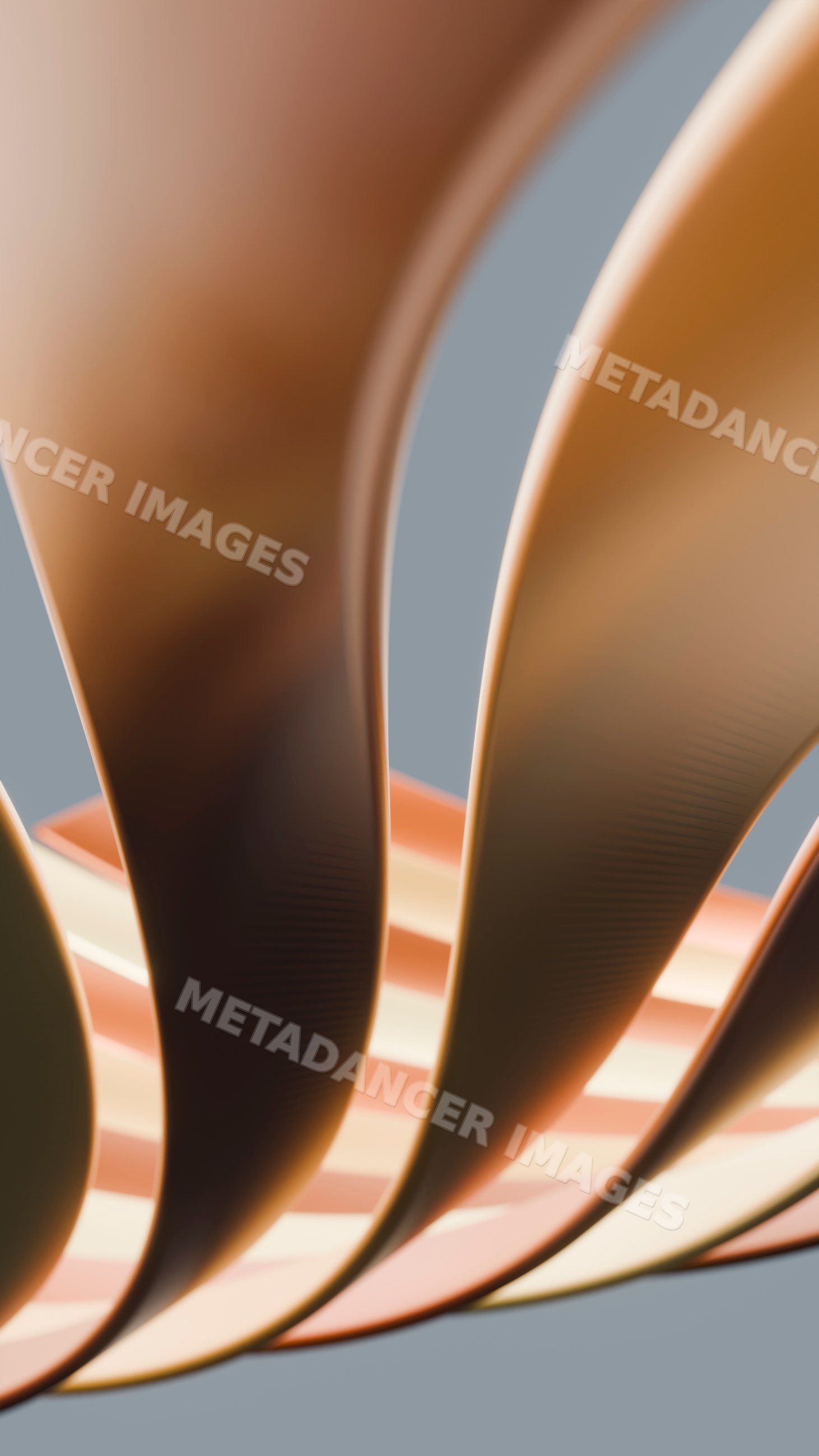Abstract orange and beige curved shapes with flowing light and shadow