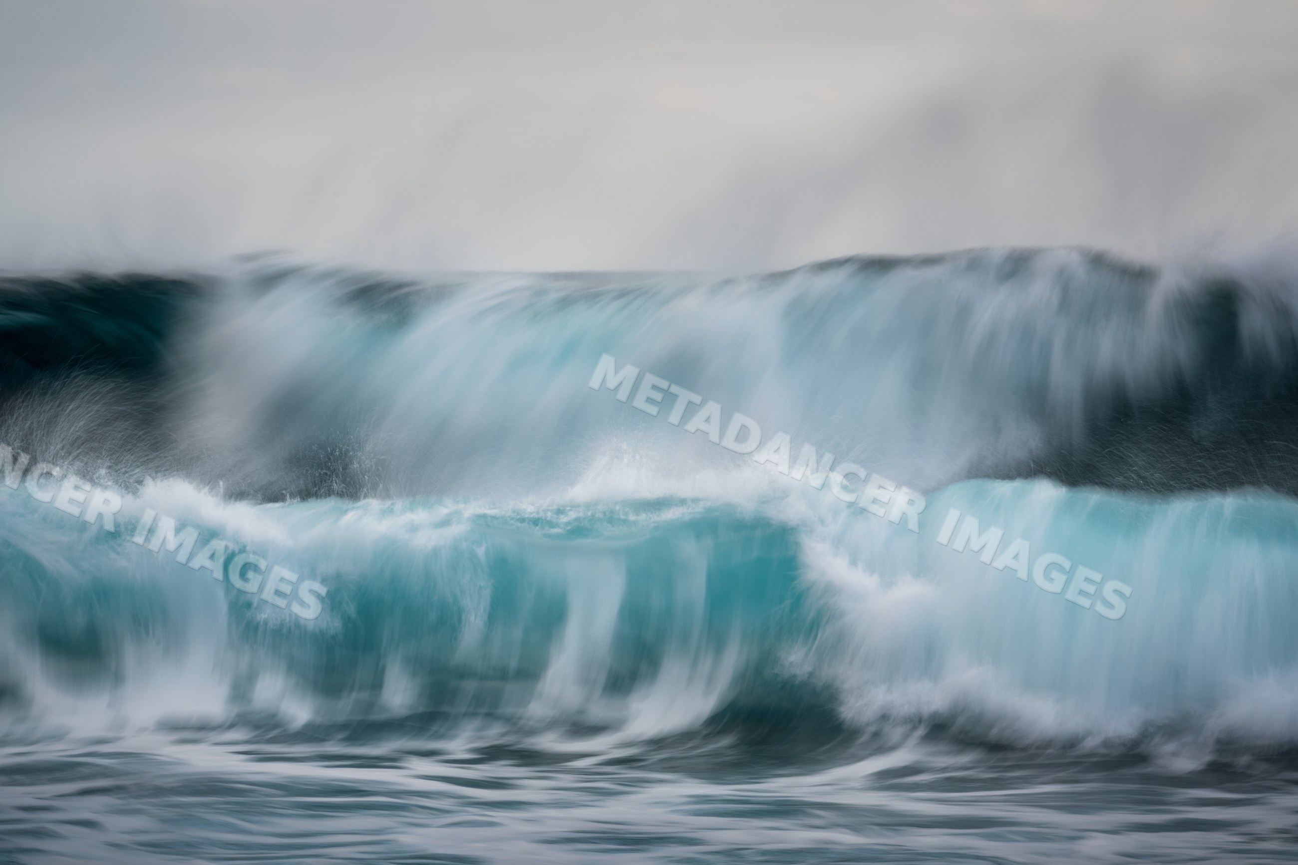Powerful ocean waves crashing with motion blur on Madeira Island