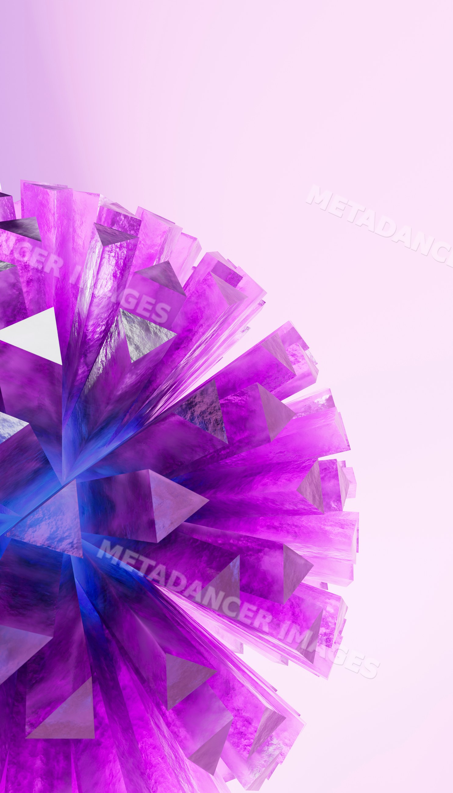 Purple geometric crystal cluster with faceted prisms