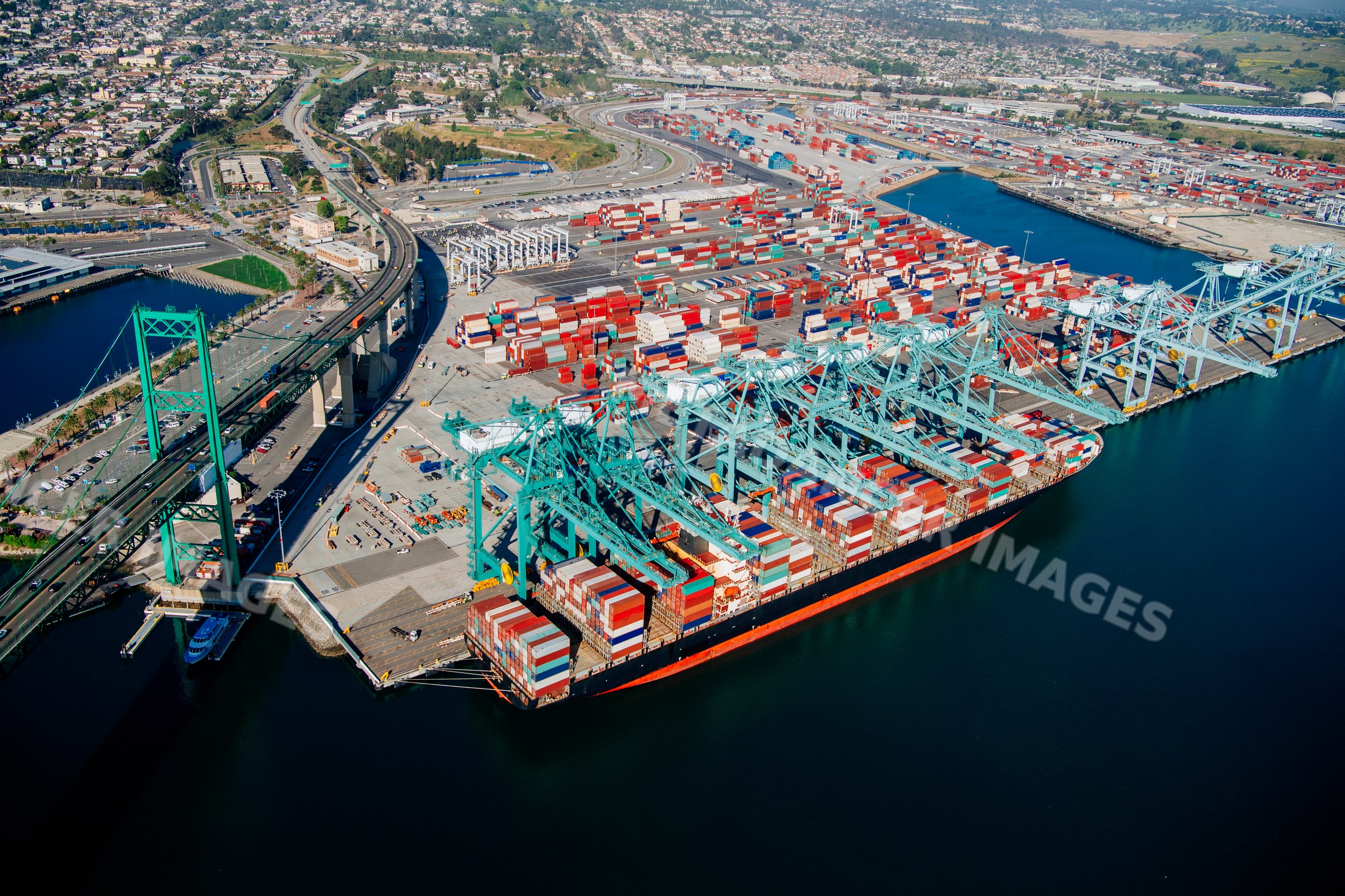Container ship loaded with cargo containers