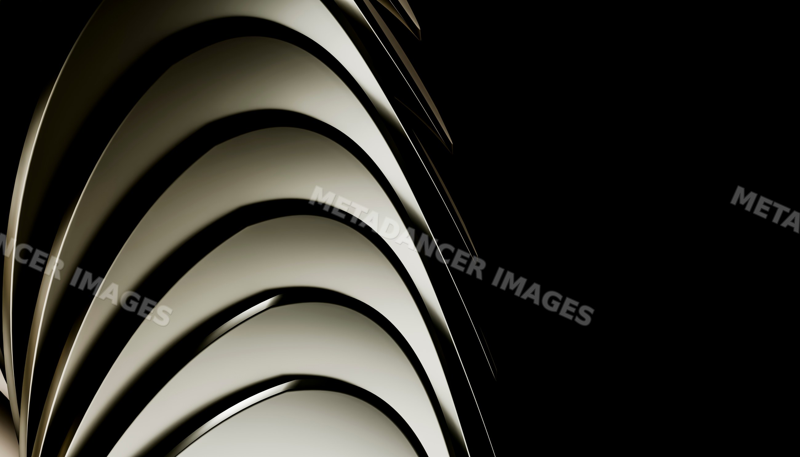 Abstract curved architectural building facade with layered design