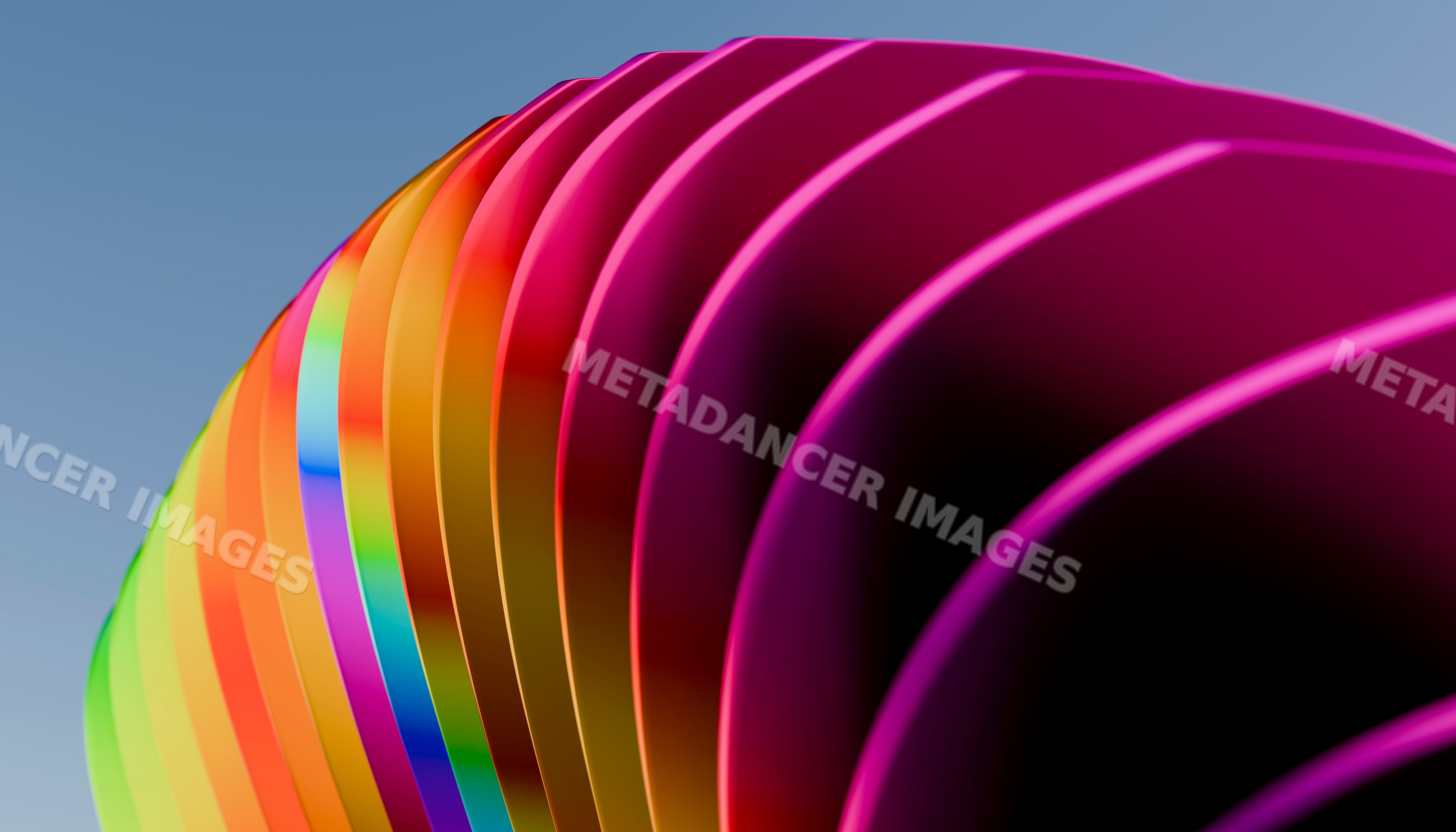 Colorful curved rolls of paper abstract rainbow gradient