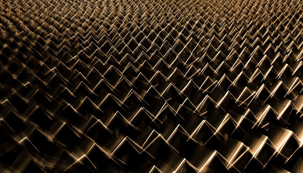 Abstract repetitive geometric pattern with dark gold triangular shapes