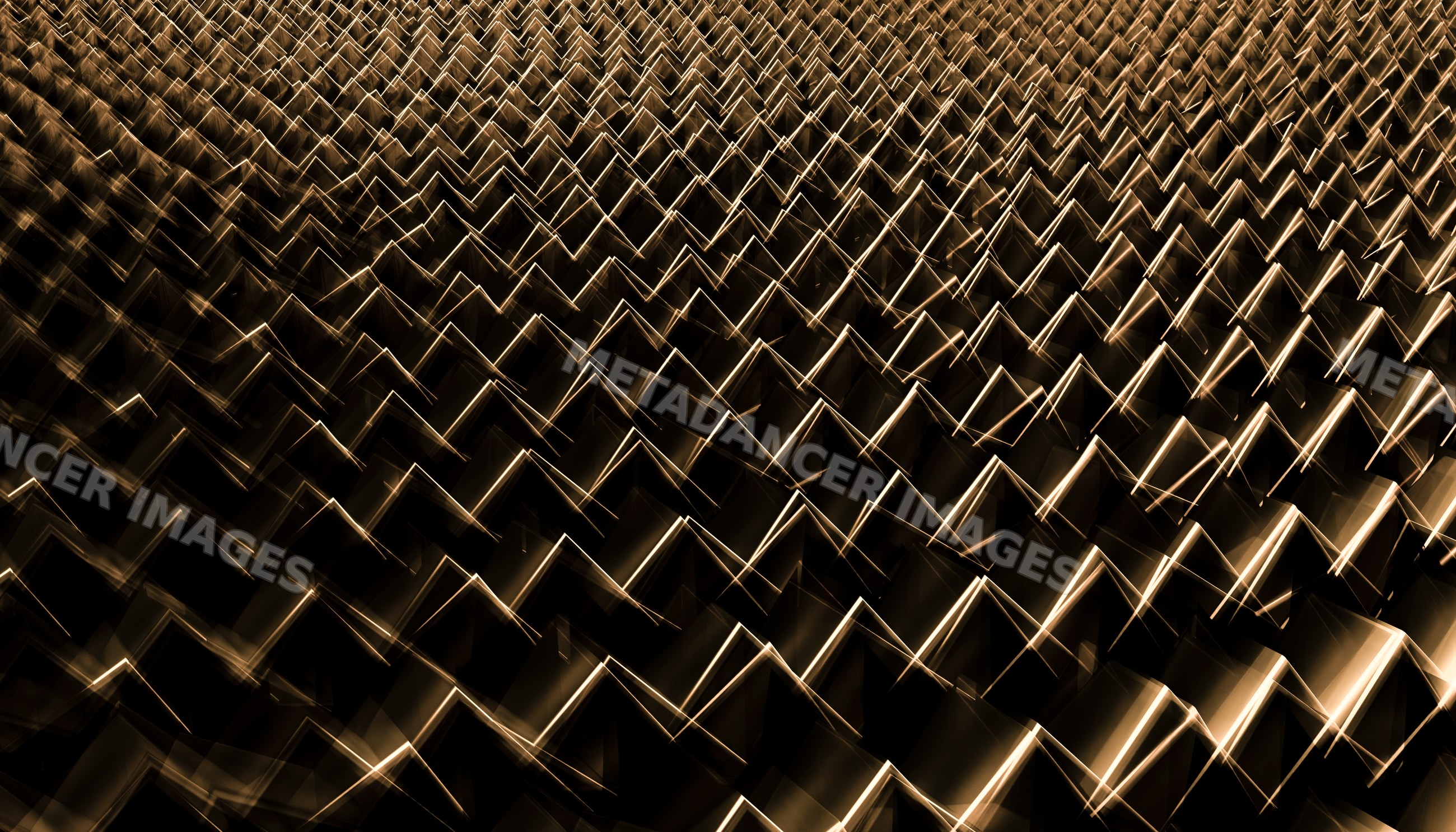 Abstract repetitive geometric pattern with dark gold triangular shapes