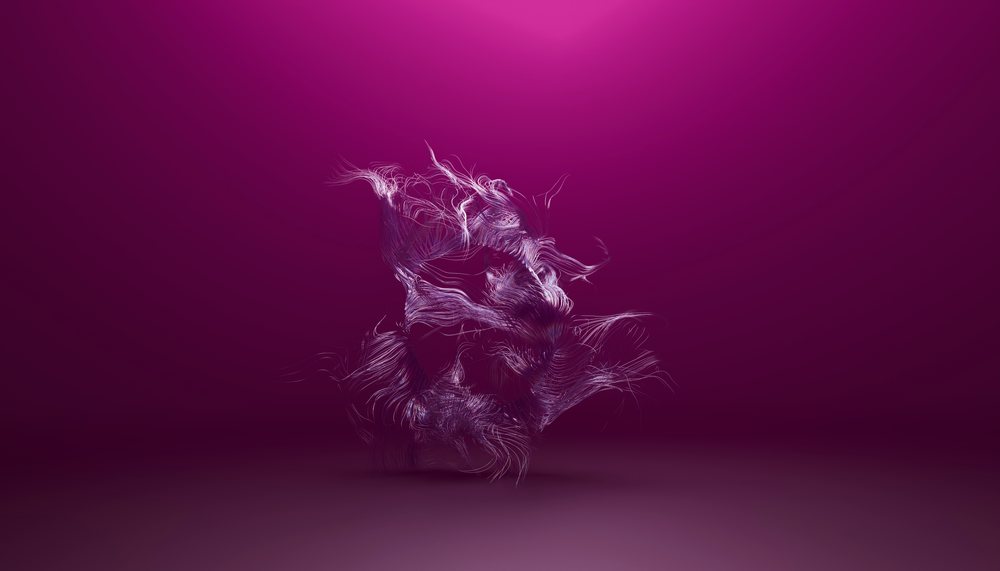 Digital abstract flowing lines on purple background
