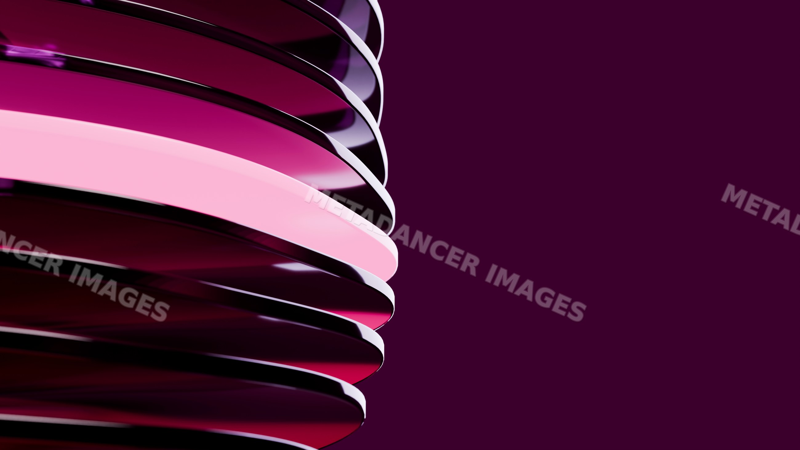 Abstract pink and purple layered cylindrical shapes in 3d illustration