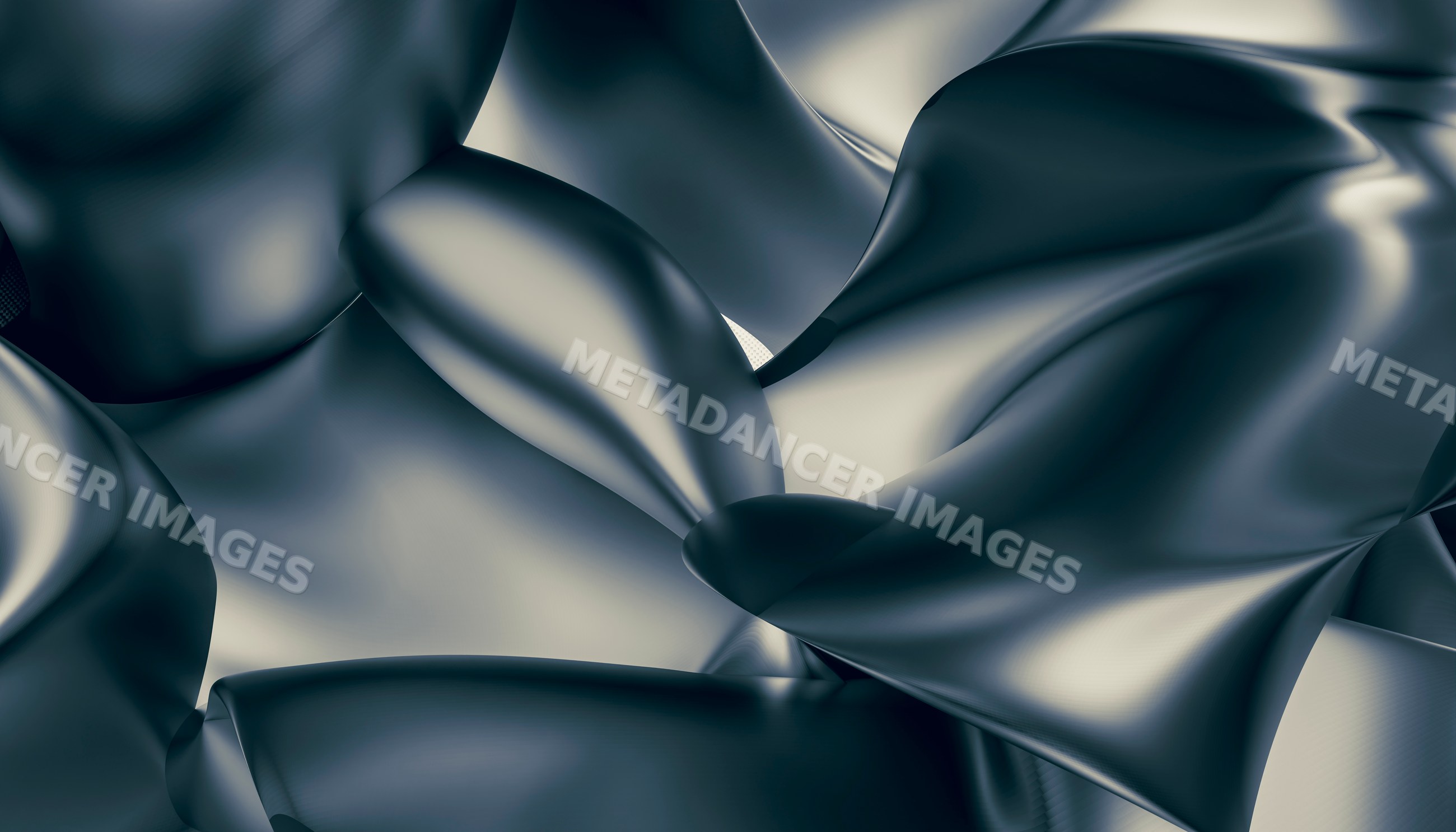 Close-up of black satin fabric with smooth shiny folds