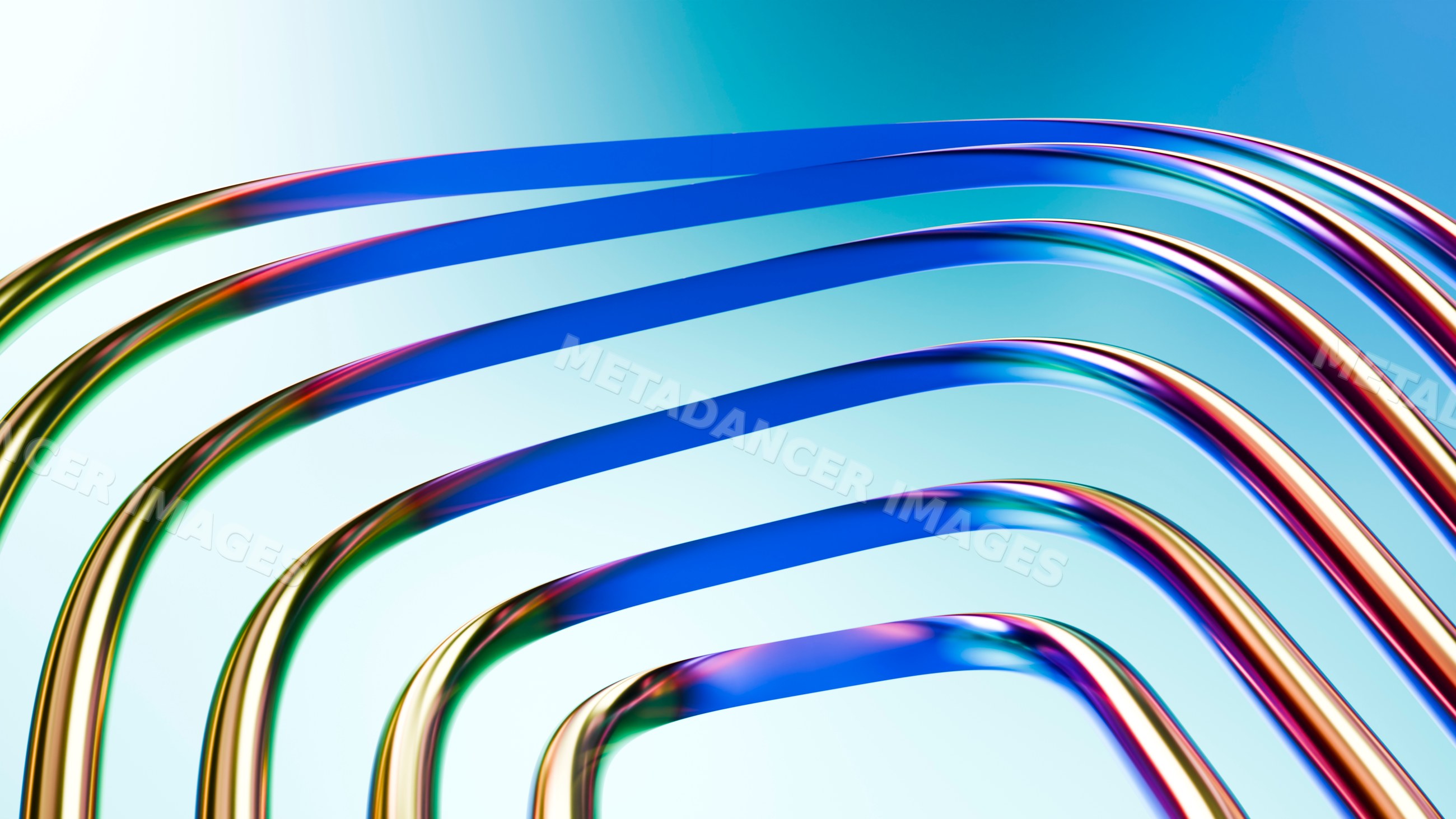 Curved colorful ribbons in abstract digital illustration