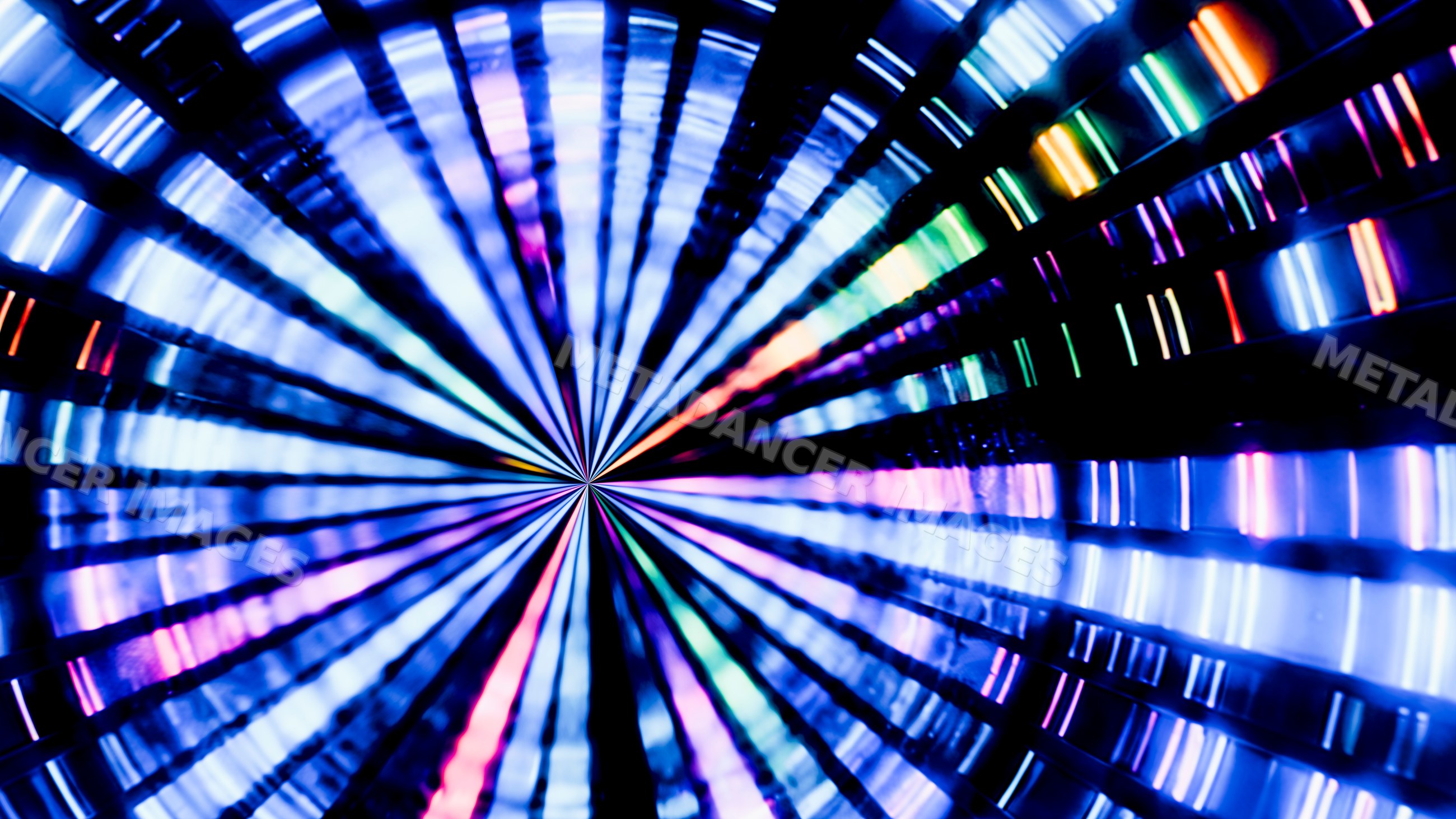Colorful circular light tunnel with radial lines and glowing effect