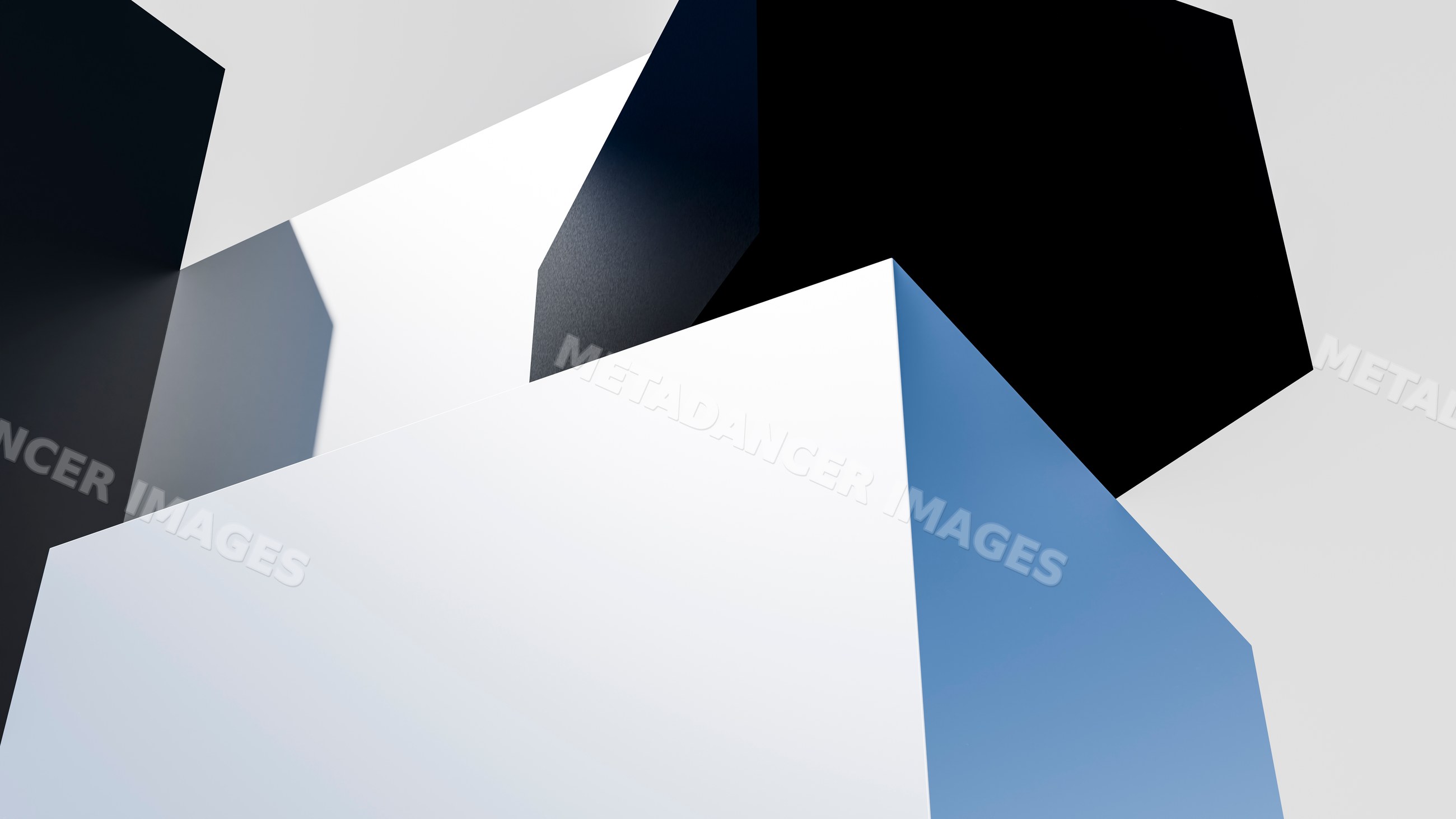 Abstract geometric 3d cubes with shadows in modern digital art