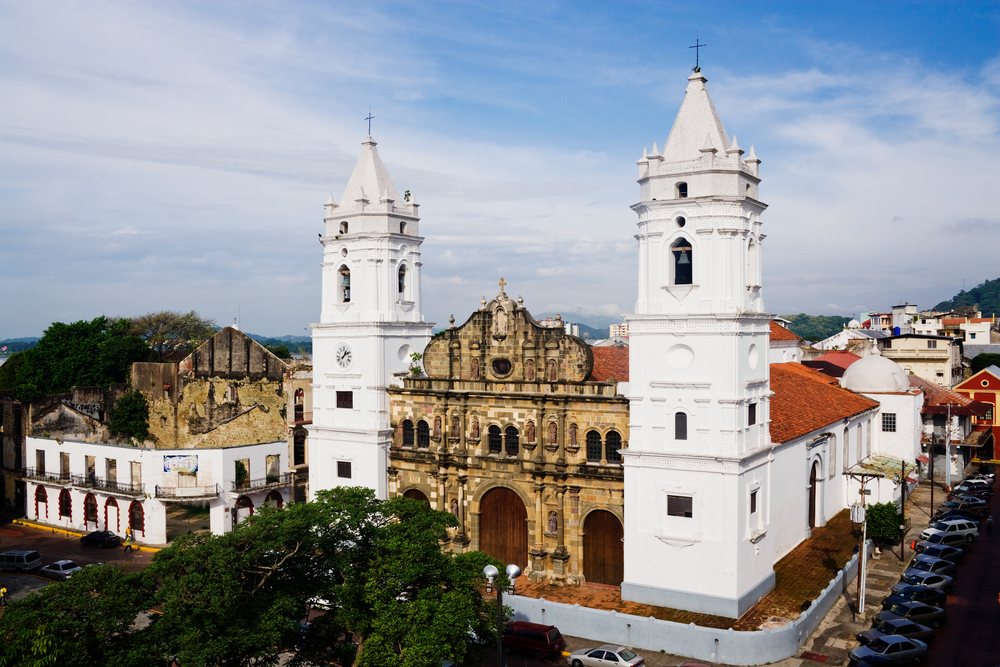 Cathedral with white towers panama city panama
