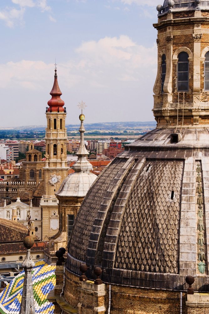 La seo cathedral with domes and towers, aragon, Spain