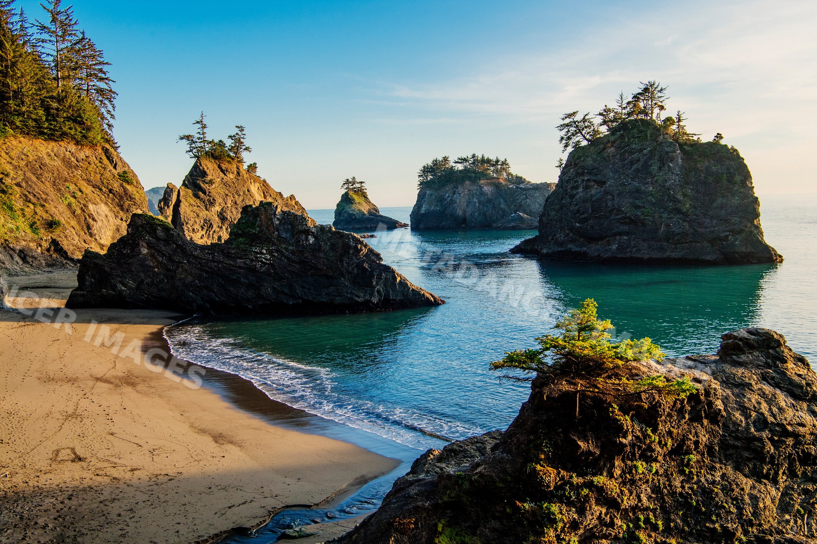Sea stacks and sandy beach, Oregon coast