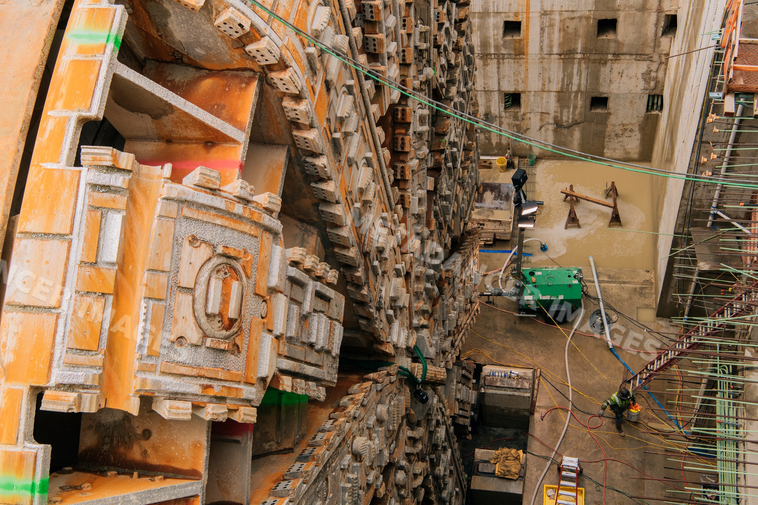 Tunnel boring machine operating at a construction excavation site