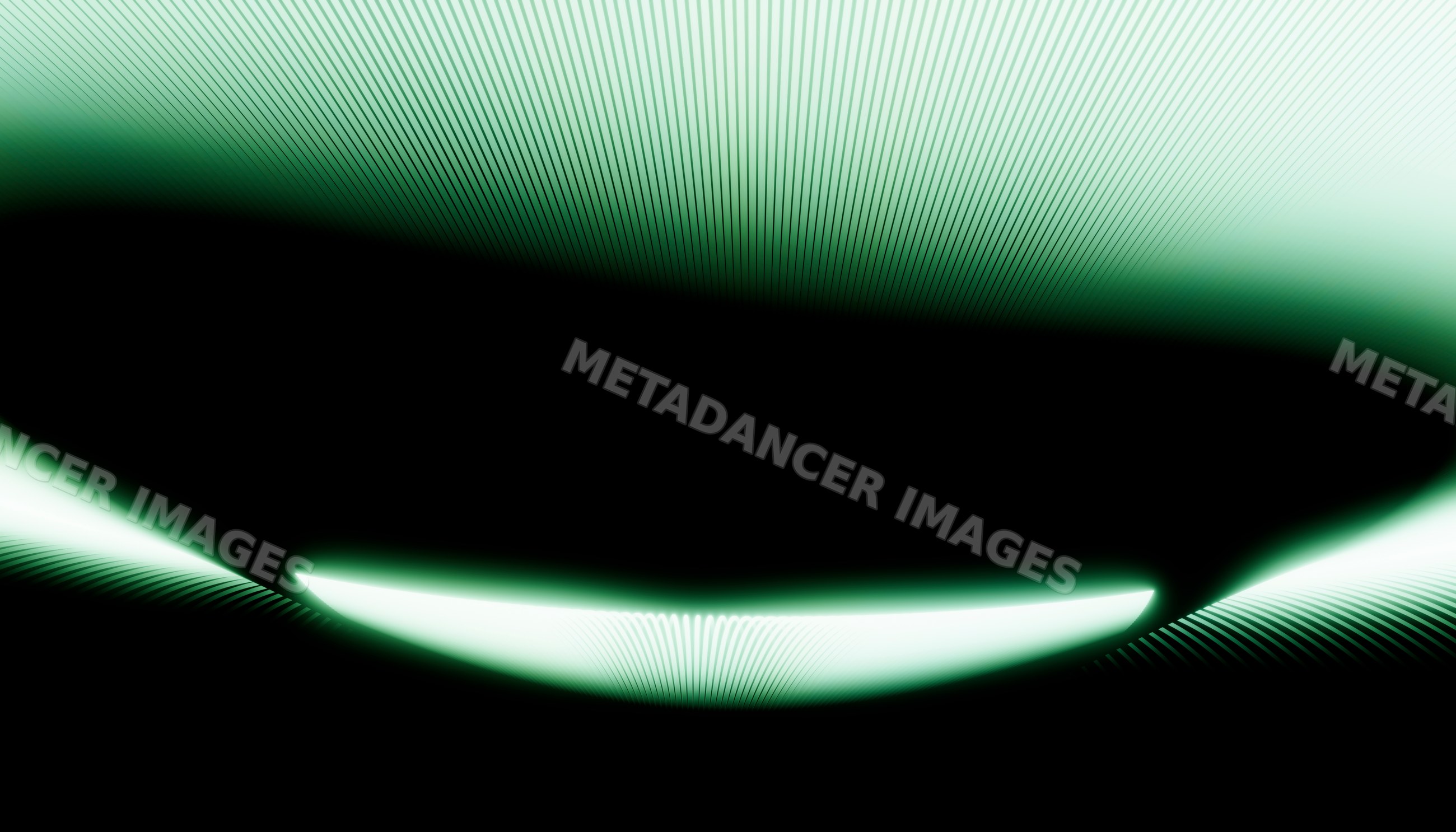 Abstract green glowing curved lines with wave pattern background