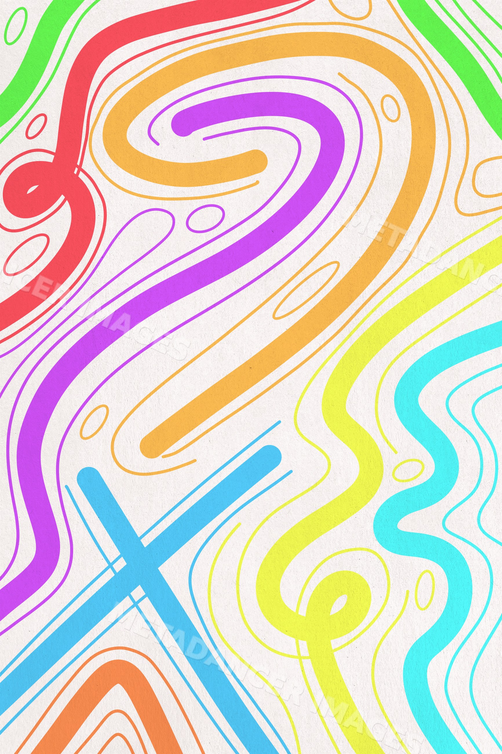 Colorful abstract illustration with flowing curved lines and vibrant