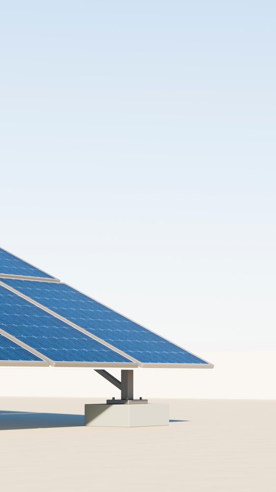 Solar panels generating renewable energy under clear sky