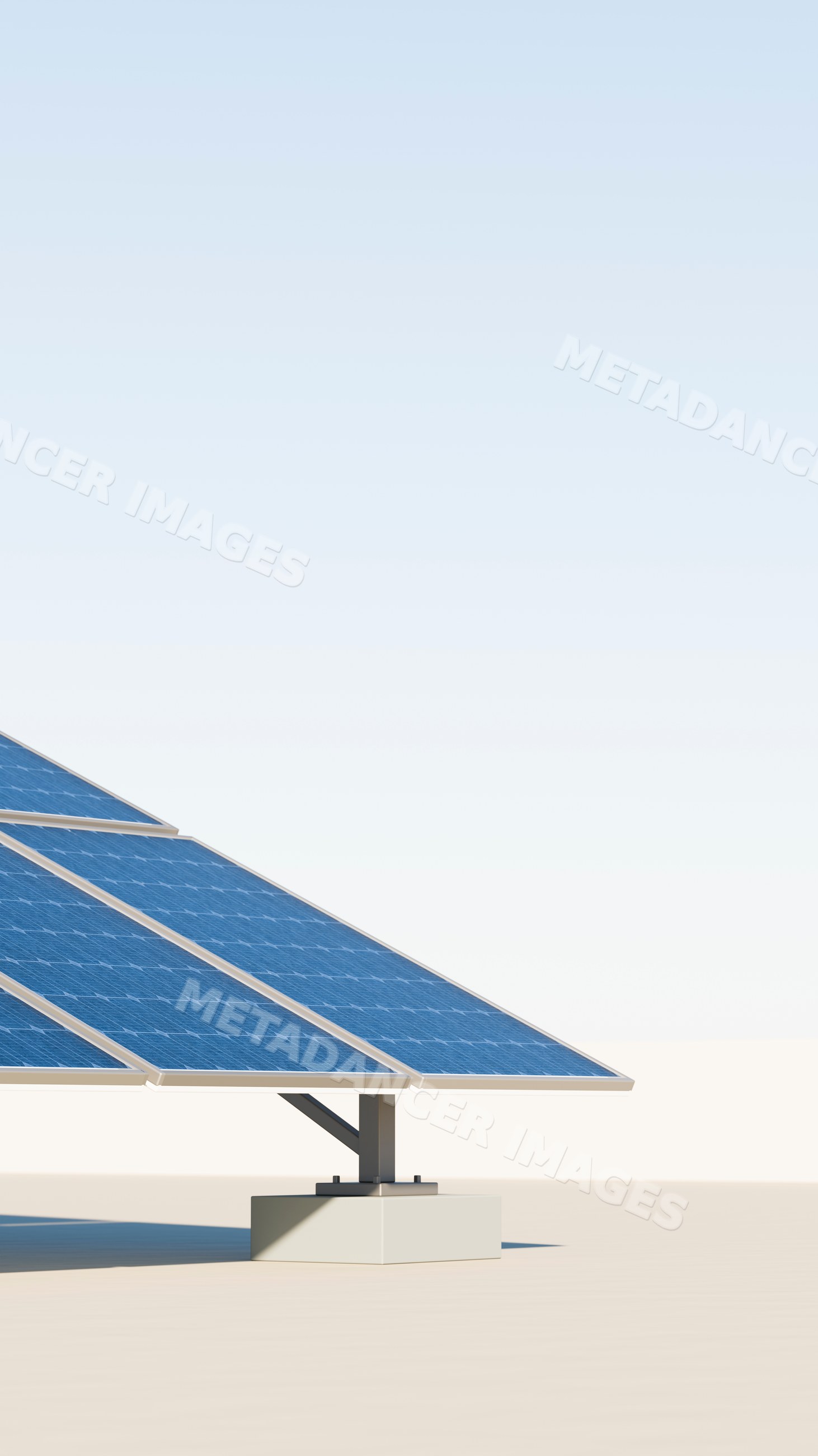 Solar panels generating renewable energy under clear sky
