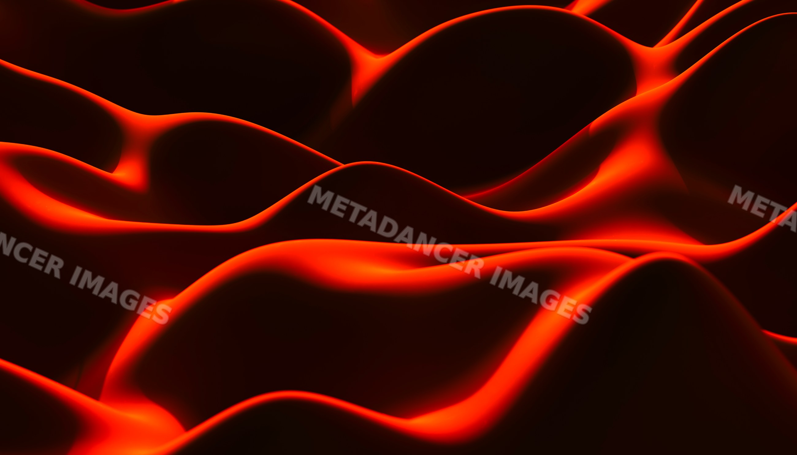 Red silk fabric with smooth flowing folds and curved waves