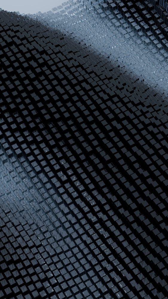 Abstract digital illustration of black and glass 3d cubes forming grid