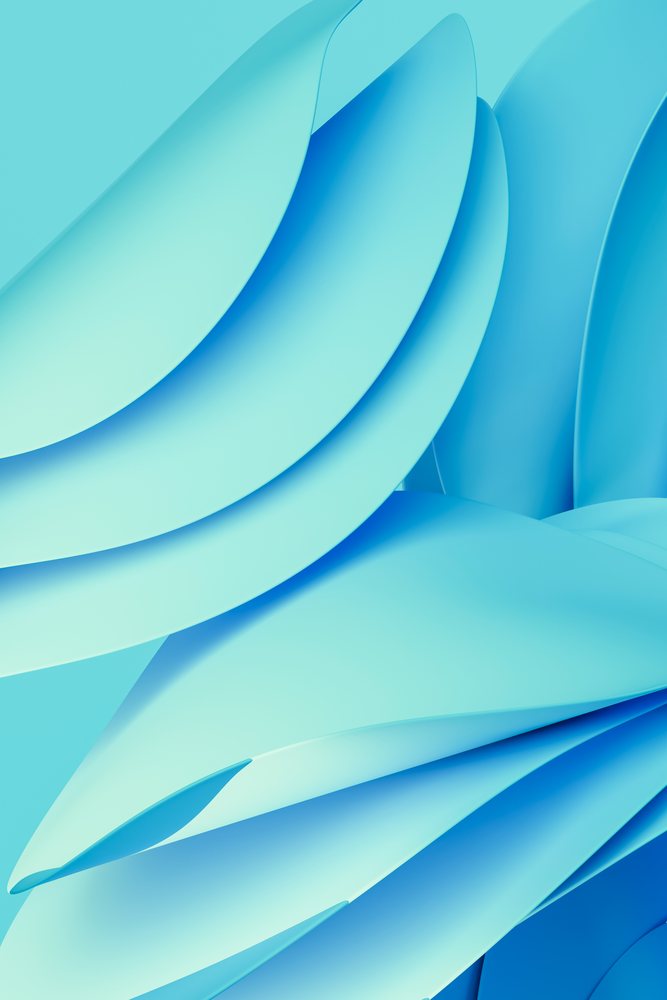 Digital 3d rendering of abstract smooth blue curves in modern design