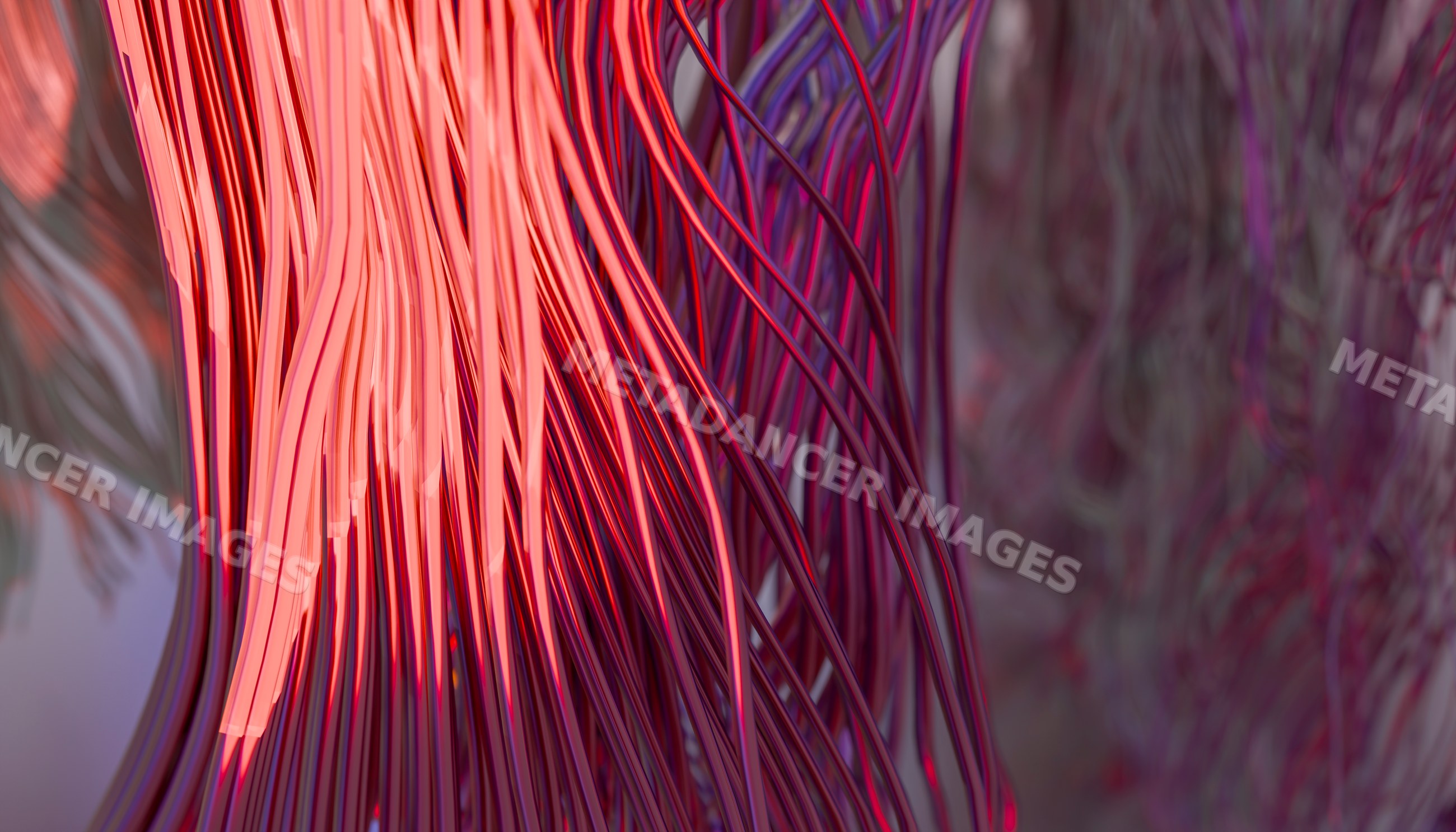 Close-up of a bundle of red electrical wires showing metallic strands
