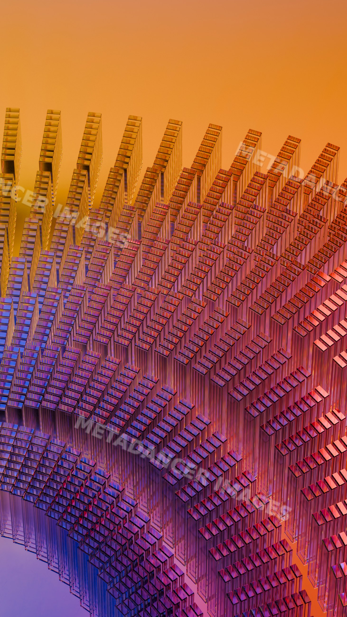 Abstract digital illustration of stacked glass blocks forming