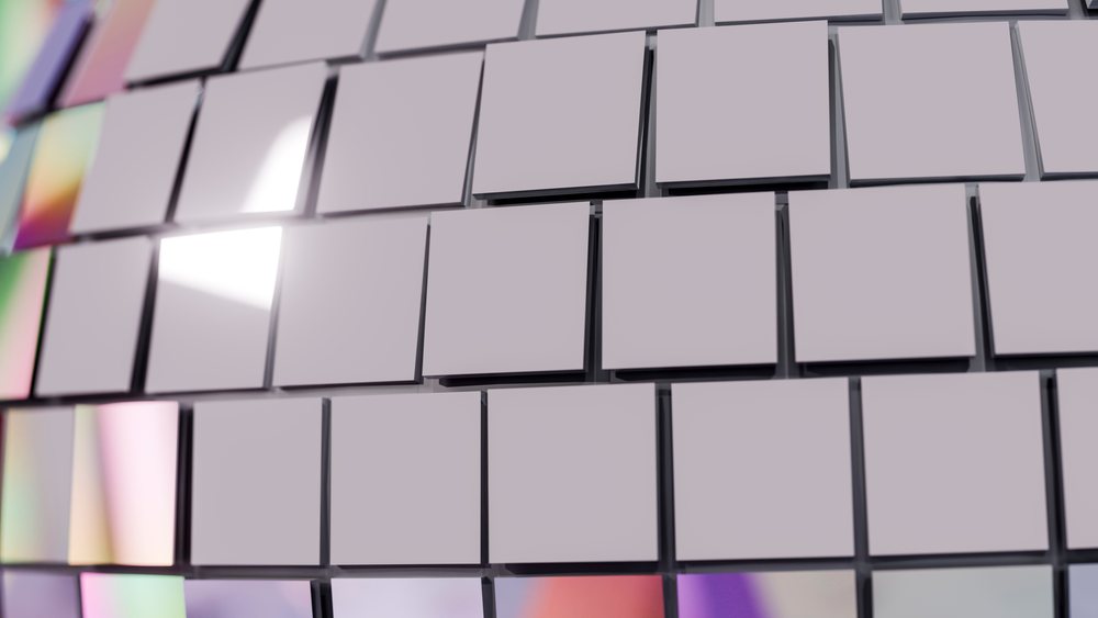Square tiles with reflective surfaces