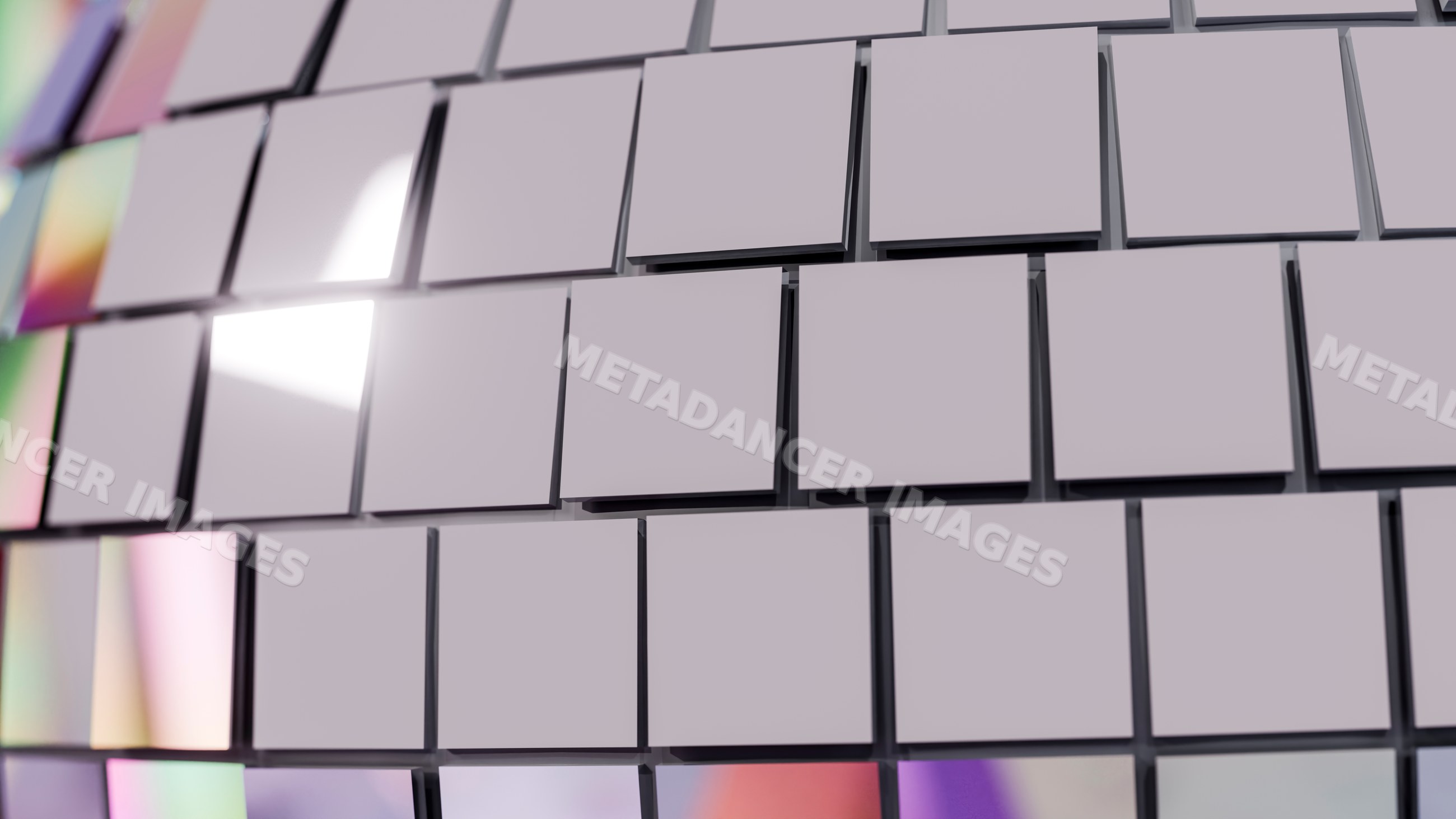 Square tiles with reflective surfaces