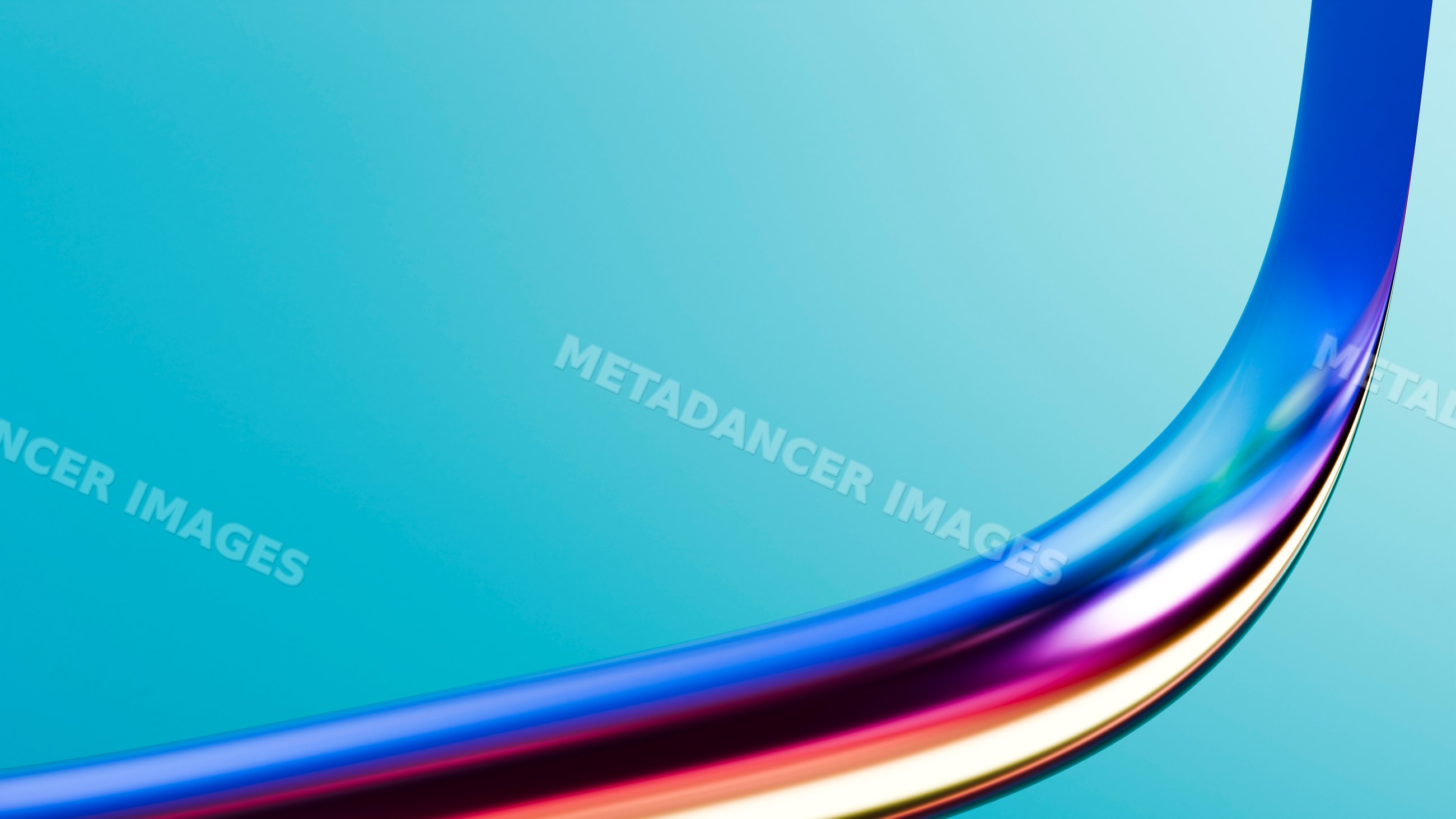 Colorful glossy abstract curved shape on blue gradient background
