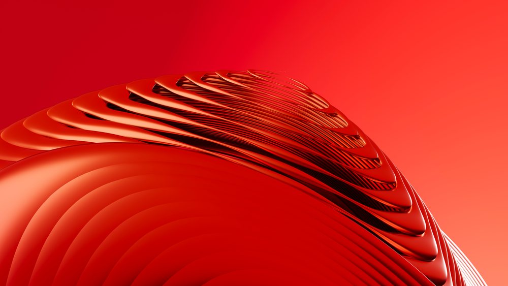 Abstract red glossy layered wave pattern digital illustration
