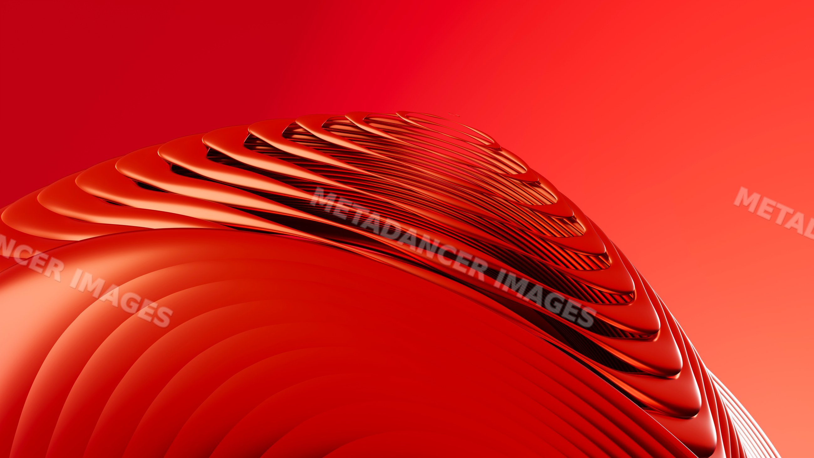 Abstract red glossy layered wave pattern digital illustration