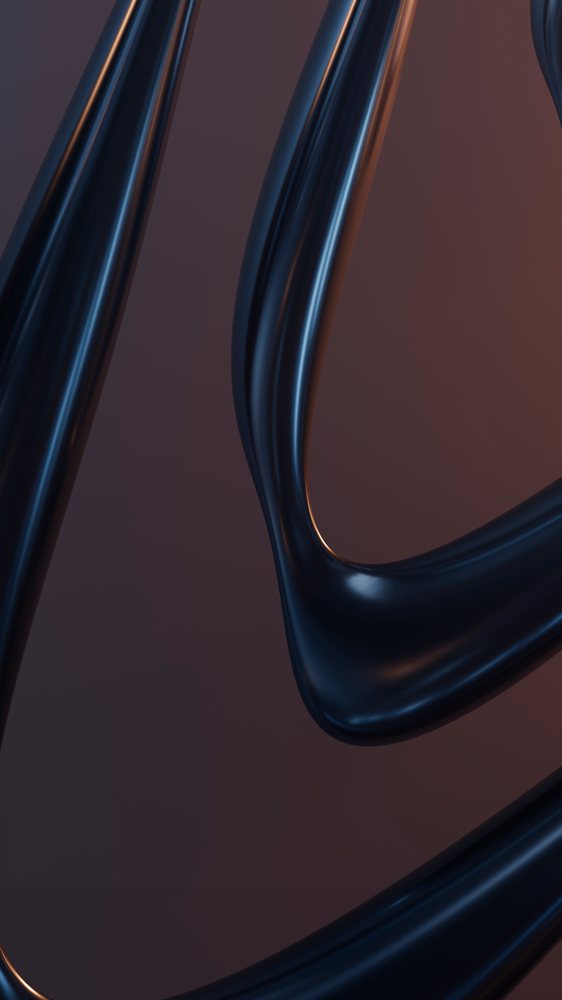Abstract digital 3d illustration of smooth black curved sculptures