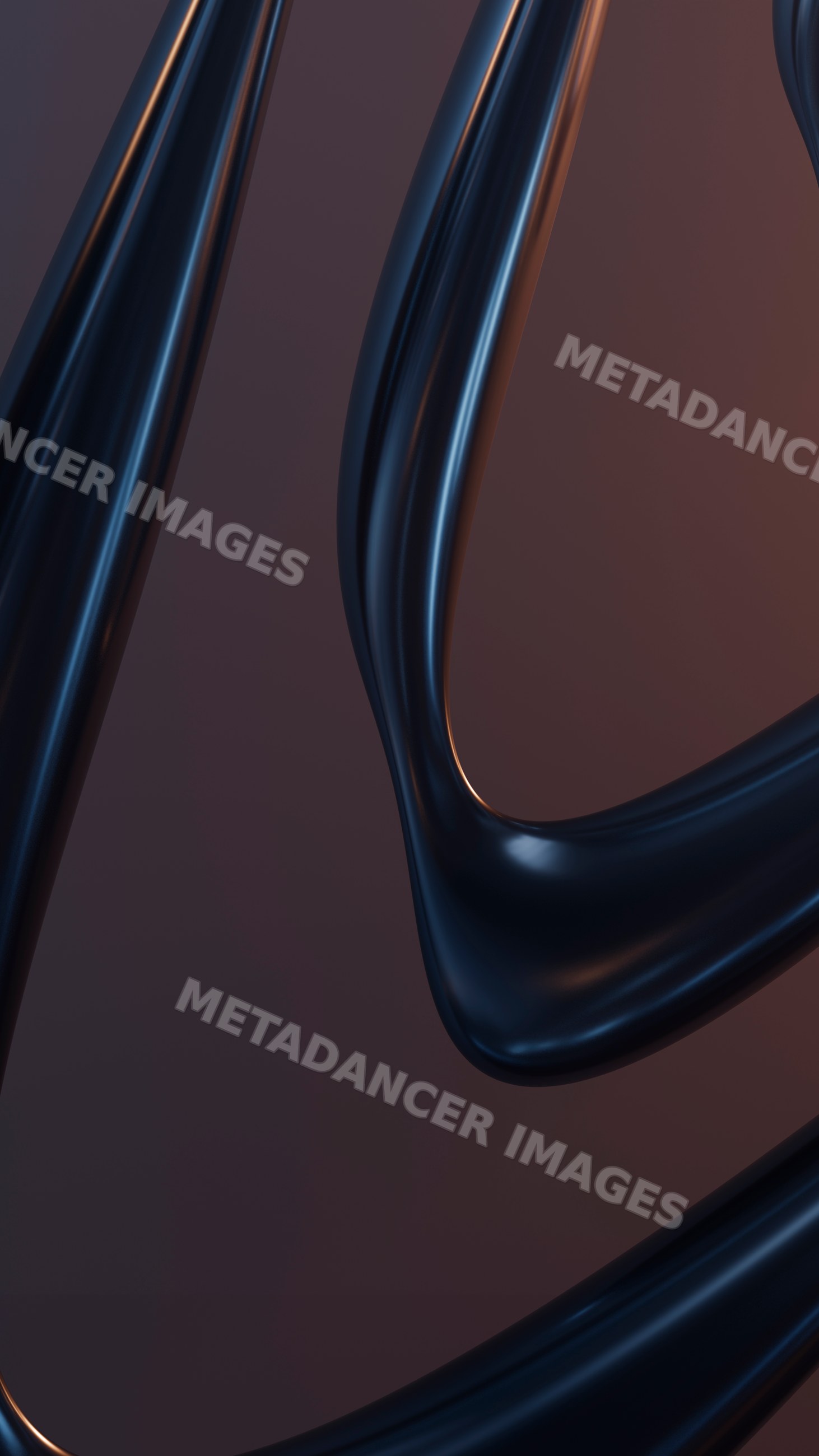 Abstract digital 3d illustration of smooth black curved sculptures