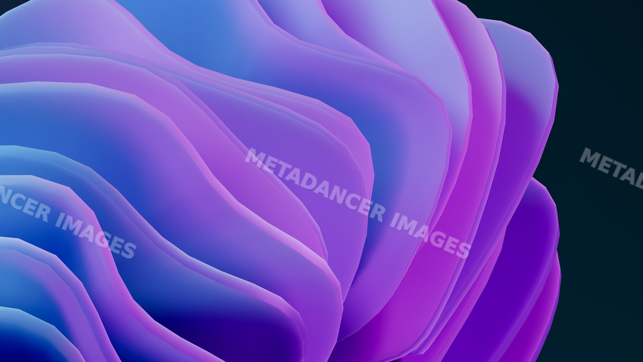Abstract 3d render depicting layered purple and blue shapes