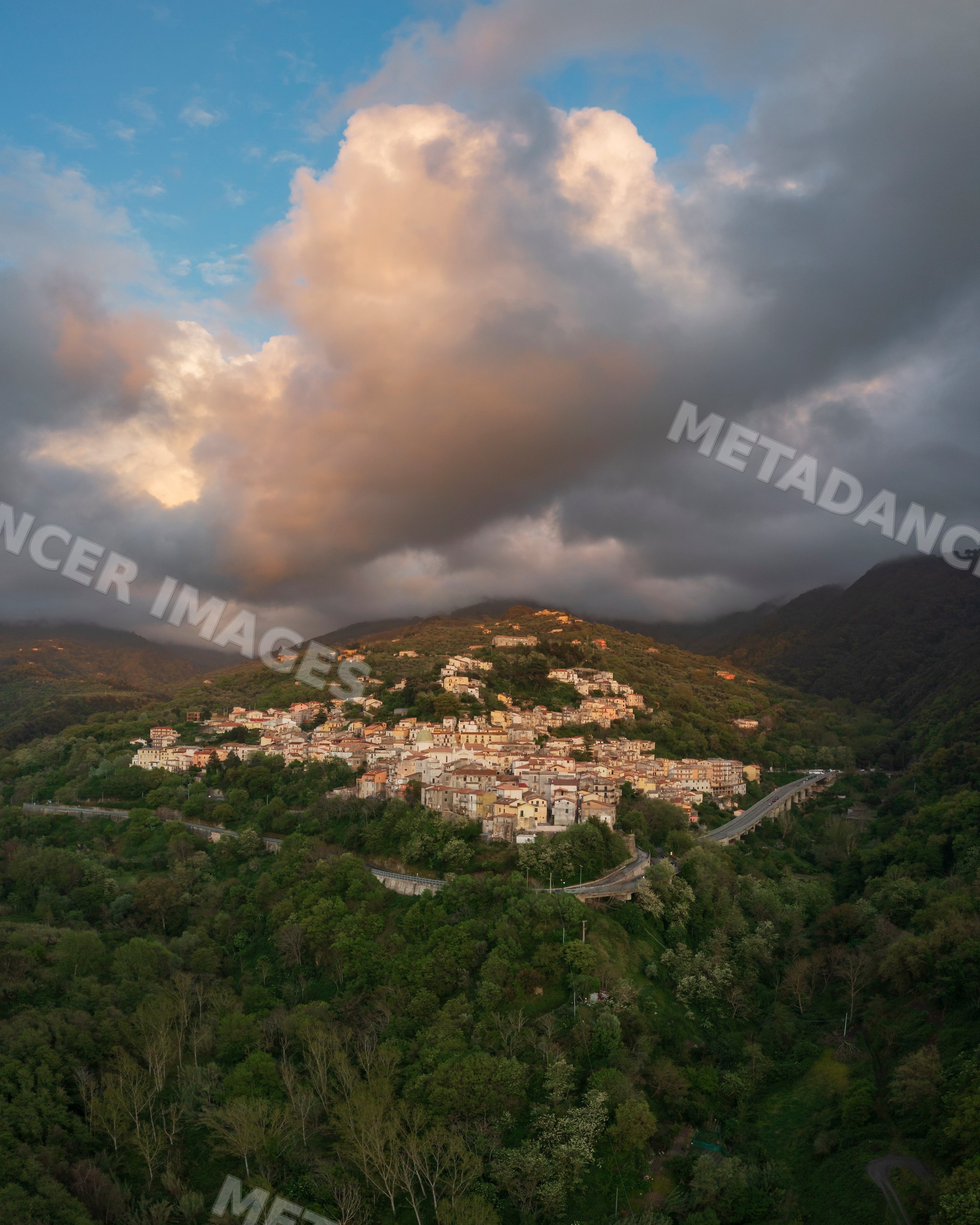 Nocera terinese hill town at Sunset in calabria Italy