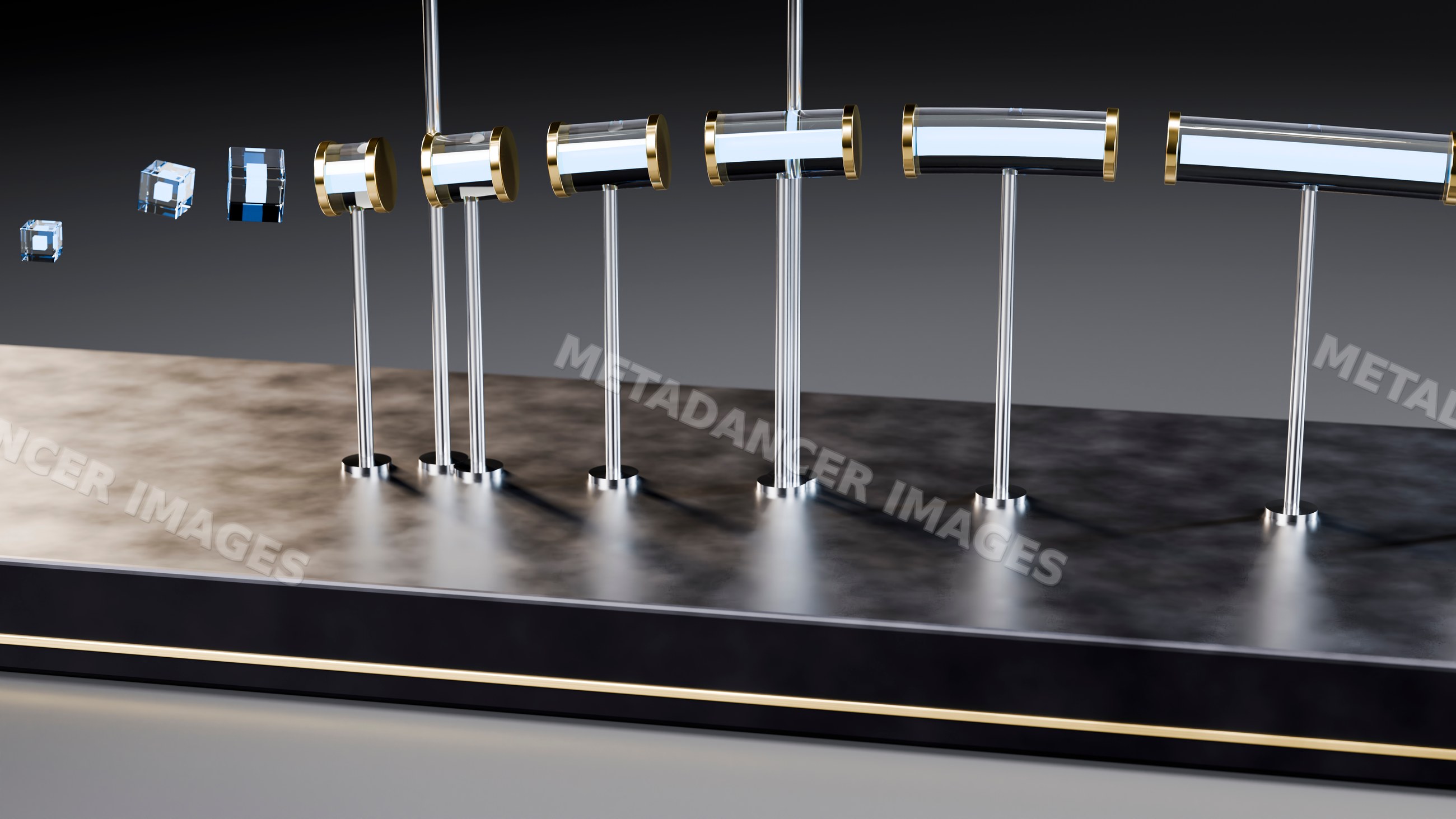 Newton's cradle demonstrating kinetic energy and momentum transfer