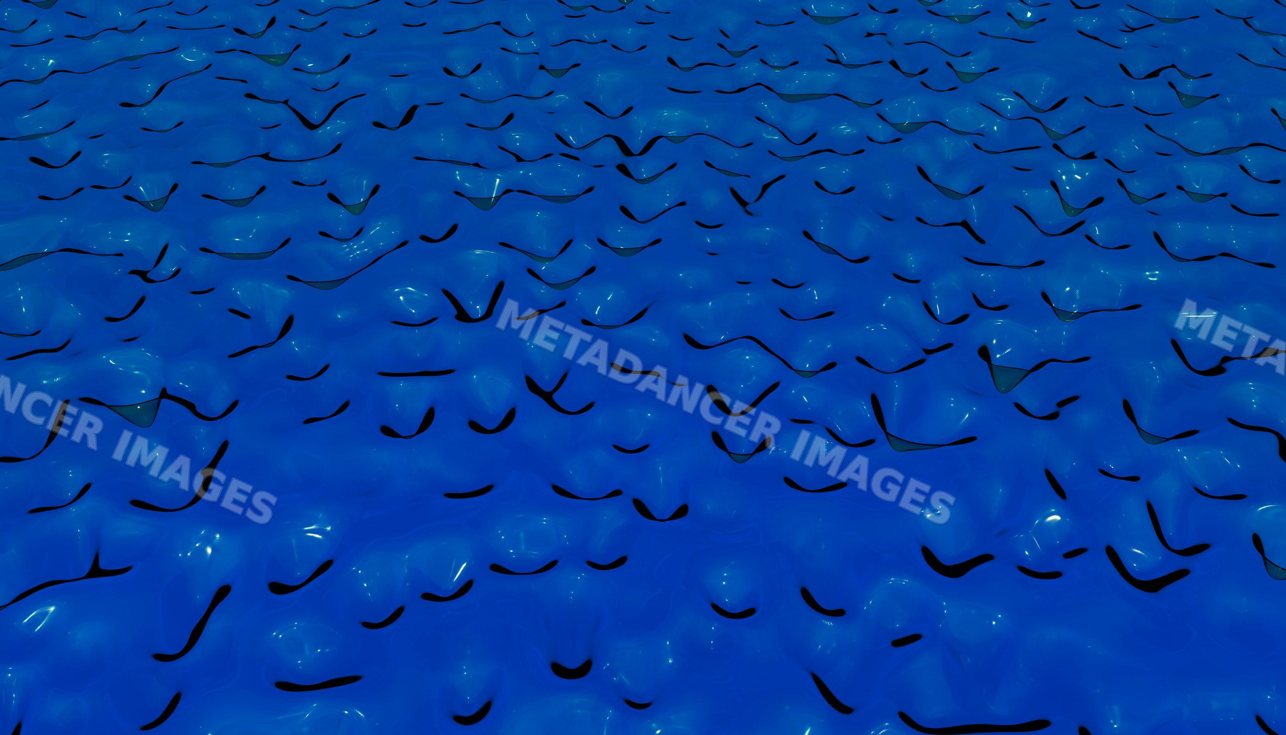 Blue abstract surface with fluid organic shapes and reflective texture