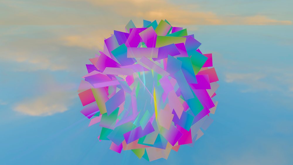 Colorful abstract sphere made of floating multicolor rectangles