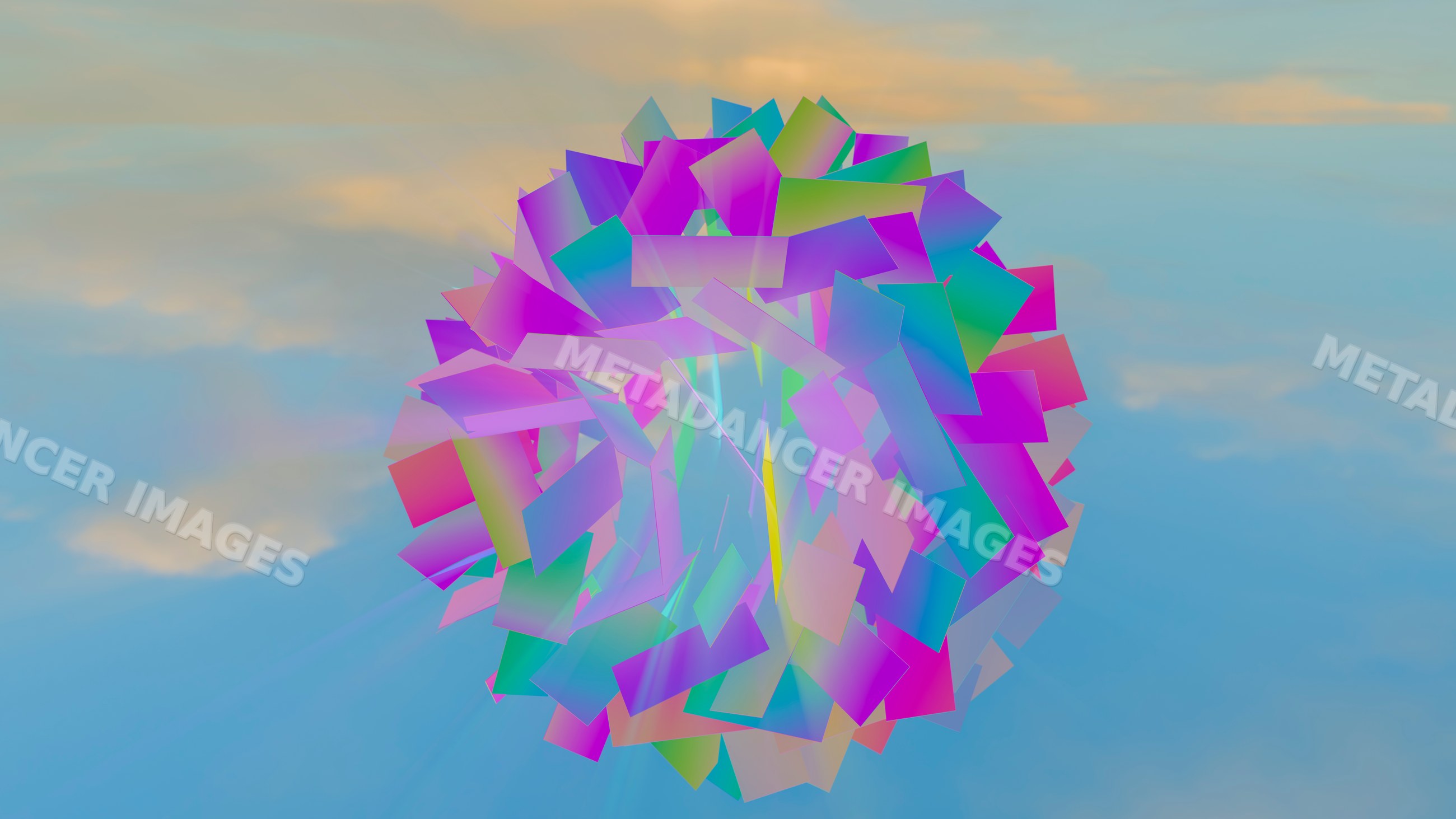 Colorful abstract sphere made of floating multicolor rectangles
