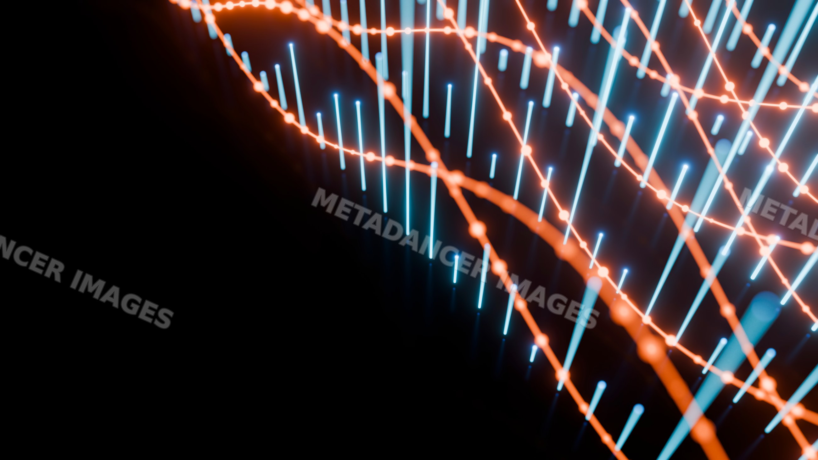 Digital abstract network illustration with glowing orange