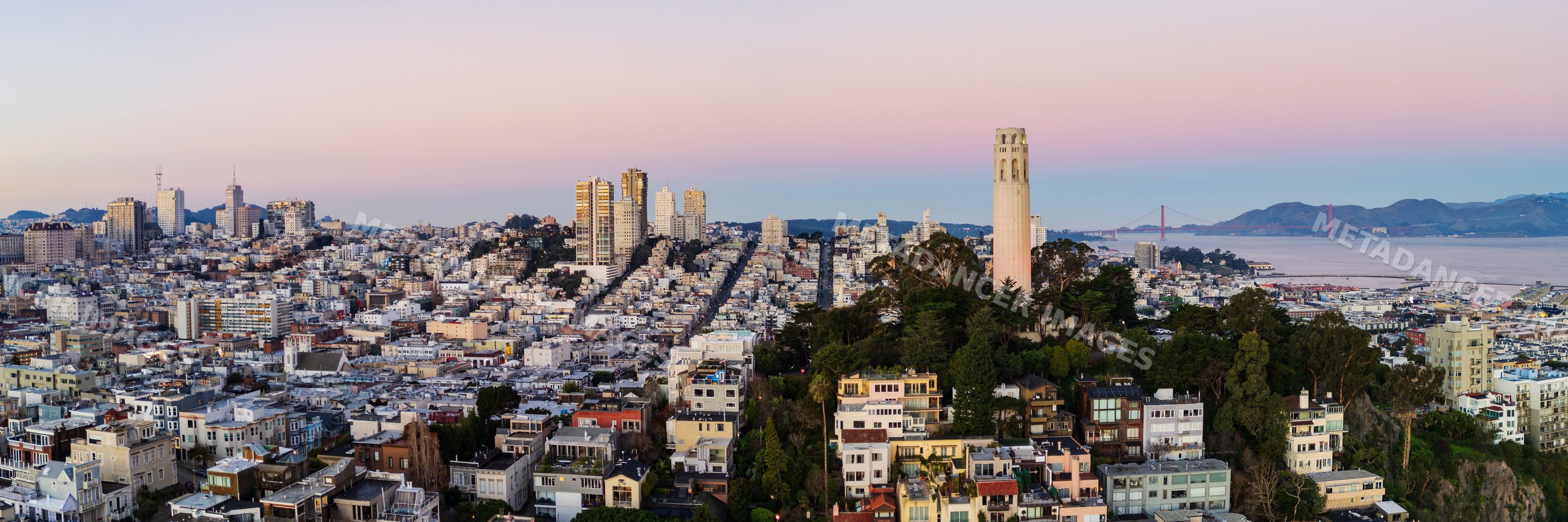 Telegraph Hill with coit tower overlooking San Francisco