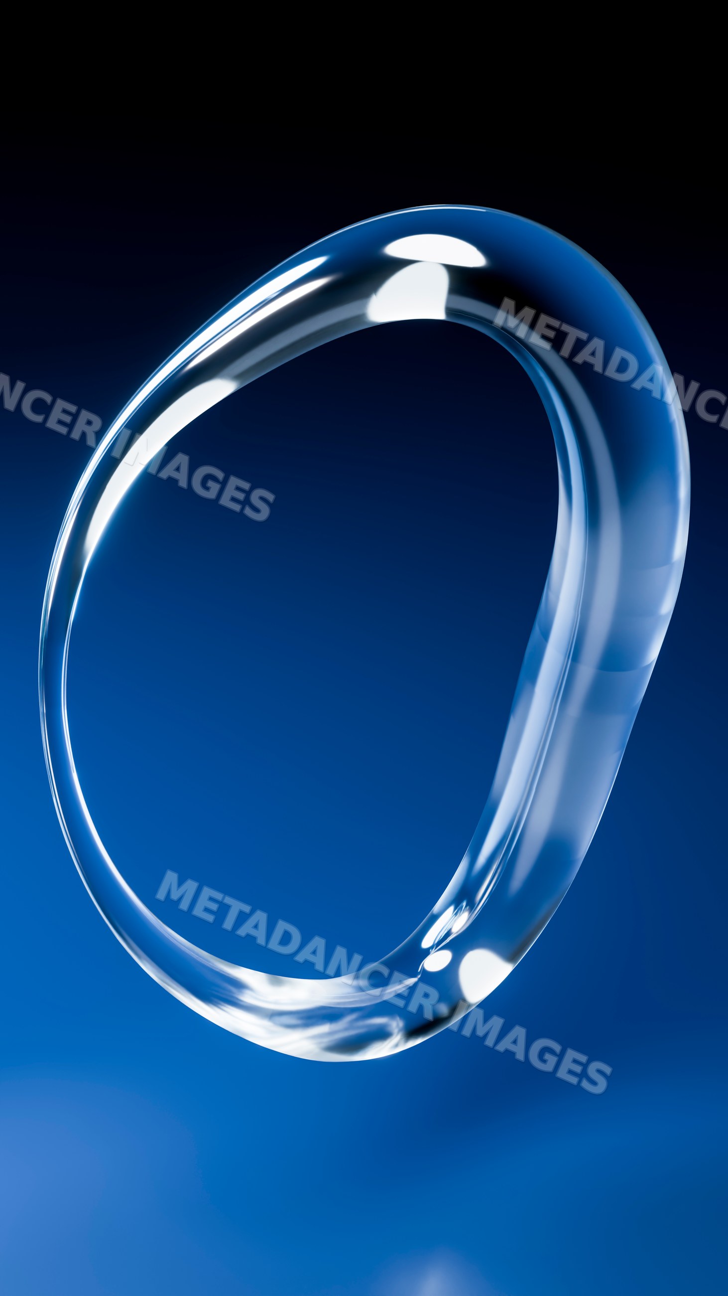 Transparent glossy ring-shaped loop on blue background illustration