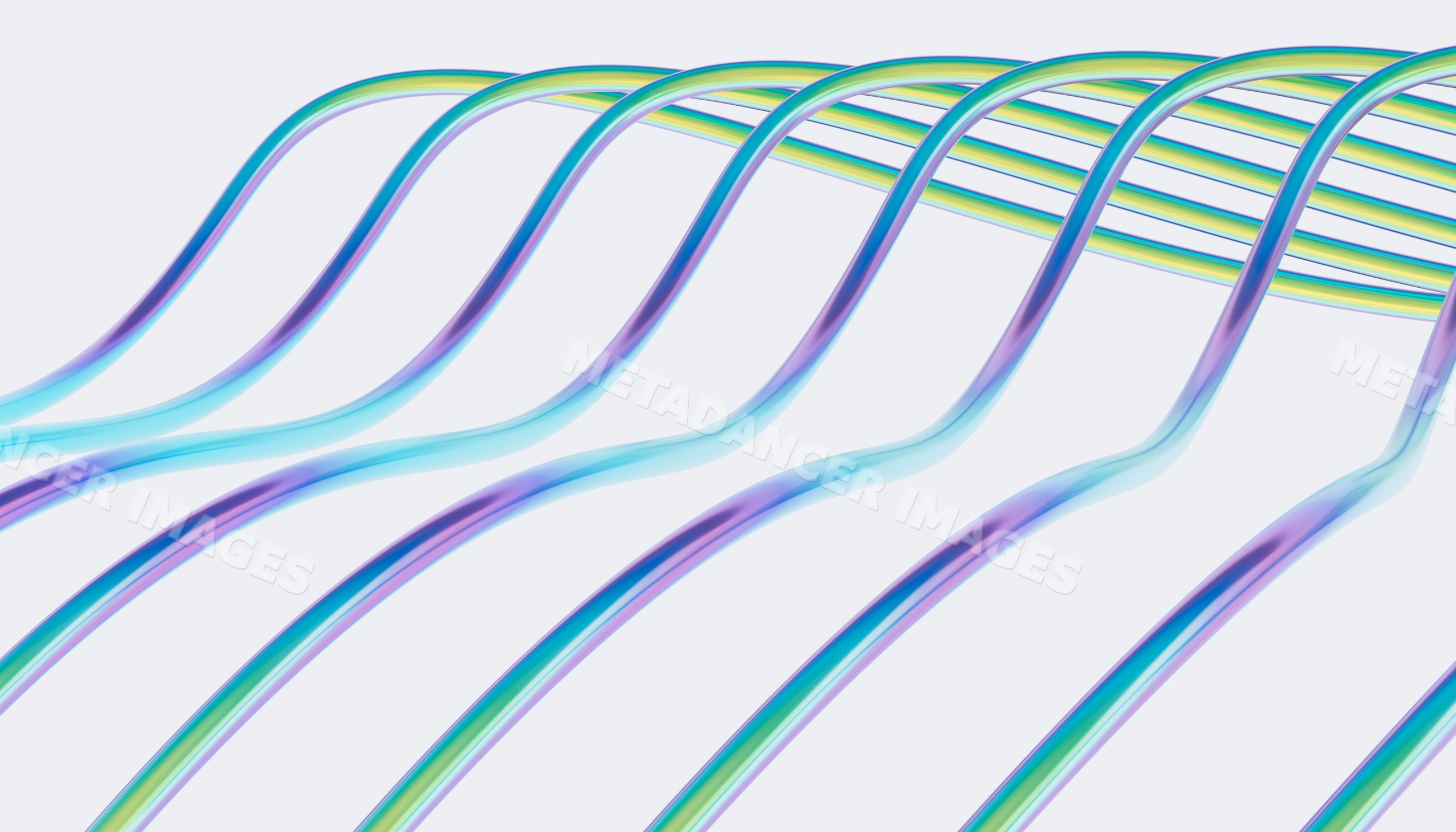 Colorful curved lines forming abstract pattern with rainbow gradients
