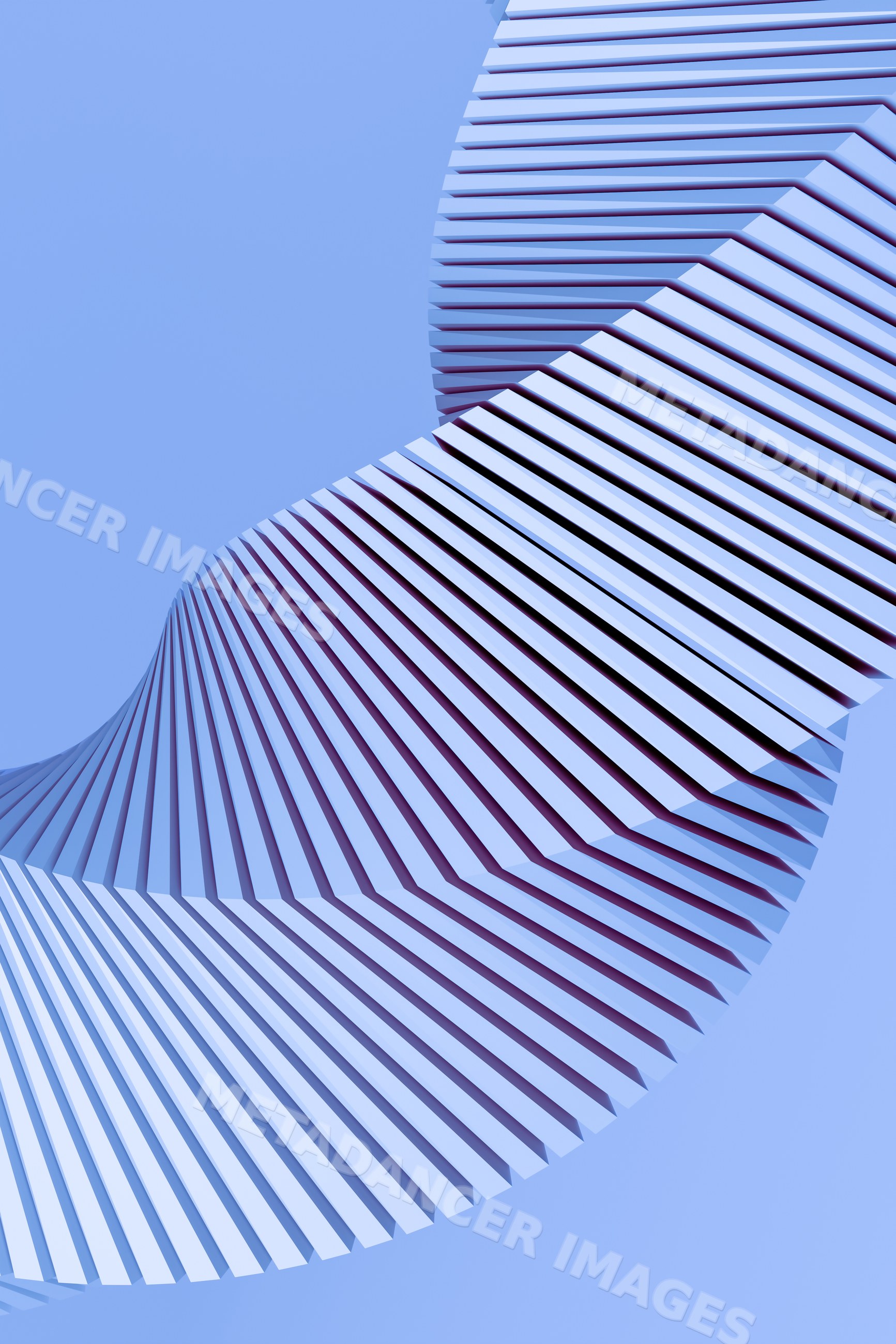 Abstract blue 3d spiral structure with folded layered design